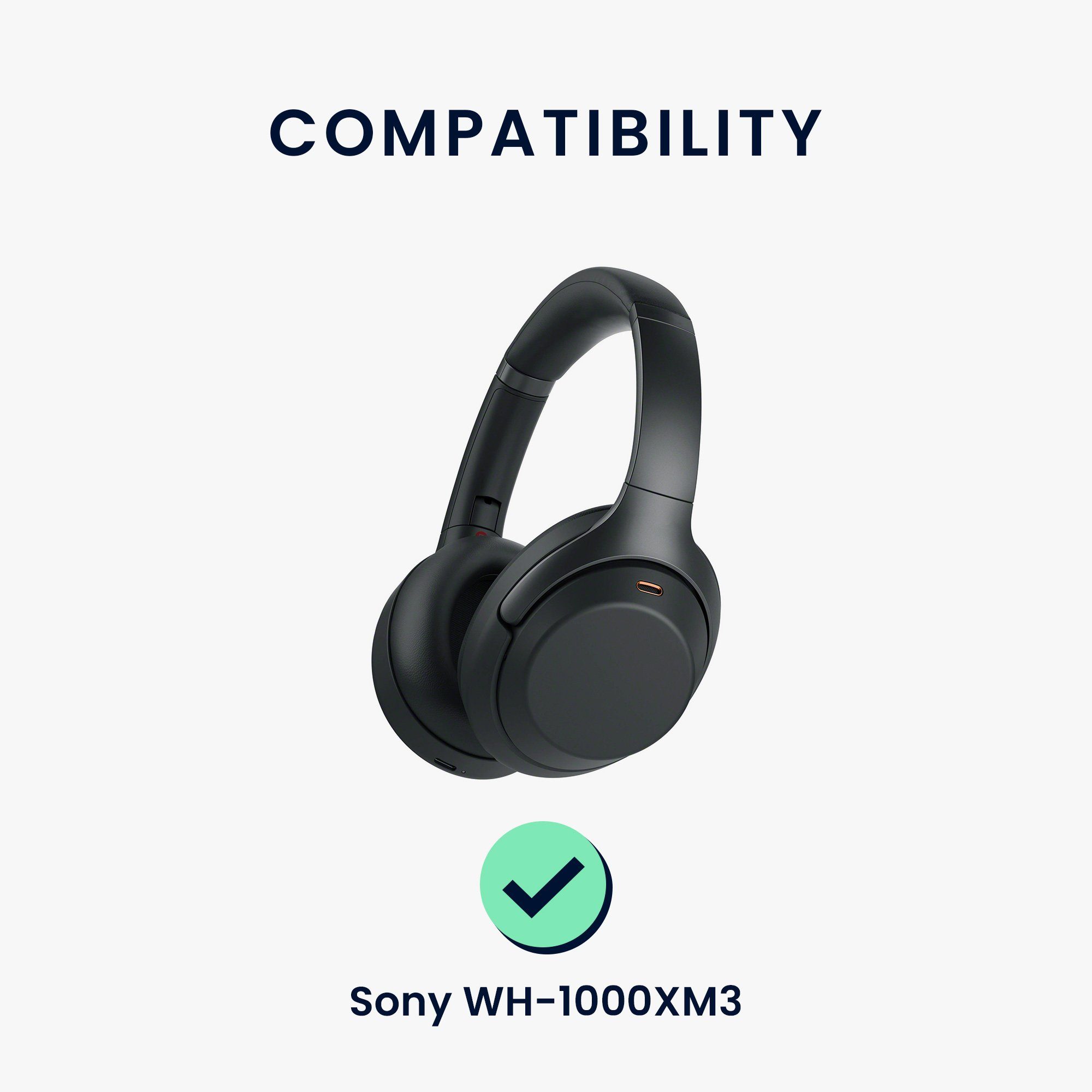 (Ohrpolster Polster Ohr - Headphones) 2x Ohrpolster Kopfhörer Ear Kunstleder Sony Polster für kwmobile für WH-1000XM3 Over