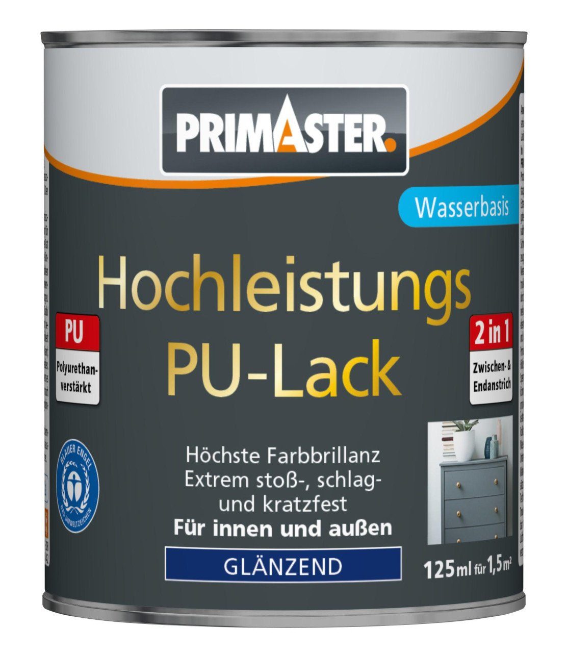 Primaster Acryl-Buntlack Primaster 125 PU-Lack 9005 RAL tiefschwarz ml