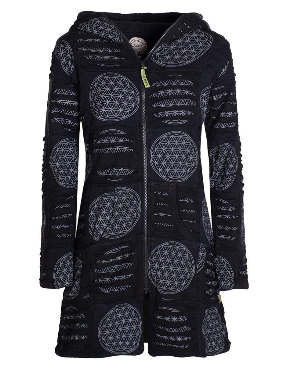 Vishes Kurzmantel Damen lange warme Jacke Hippiemantel Zipfel Kapuzenmantel Ethno, Goa Style