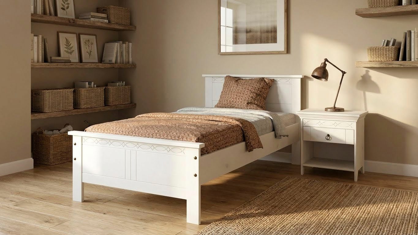 OTTO home Massivholzbett Indra, Landhausstil, edles Design,zertifiziertes Massivholz (Breite/Belastbarkeit 180cm/220 KG, 140cm/180 KG, 90cm/120 KG), mit Kopfteil, mit dekorativen Fräsungen, aus Kiefer