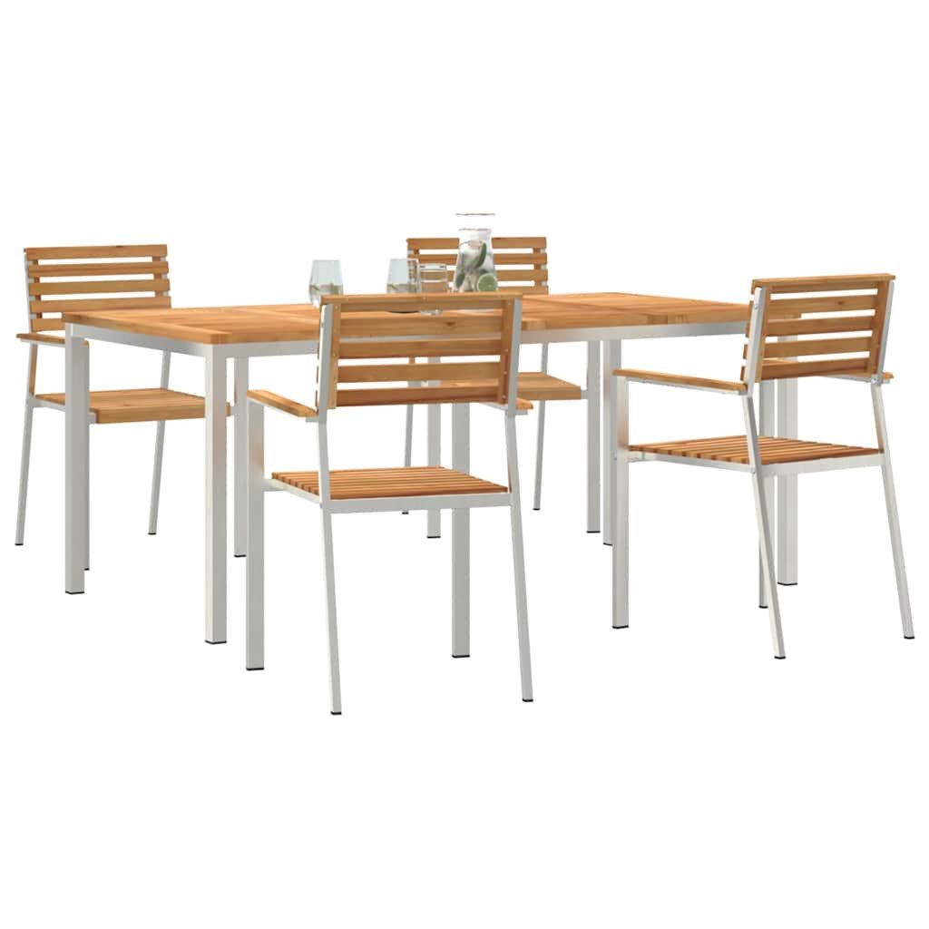 vidaXL Gartenlounge-Set Garten Essgruppe 5 Stk. Massives holz und Edelstahl, (5-tlg)