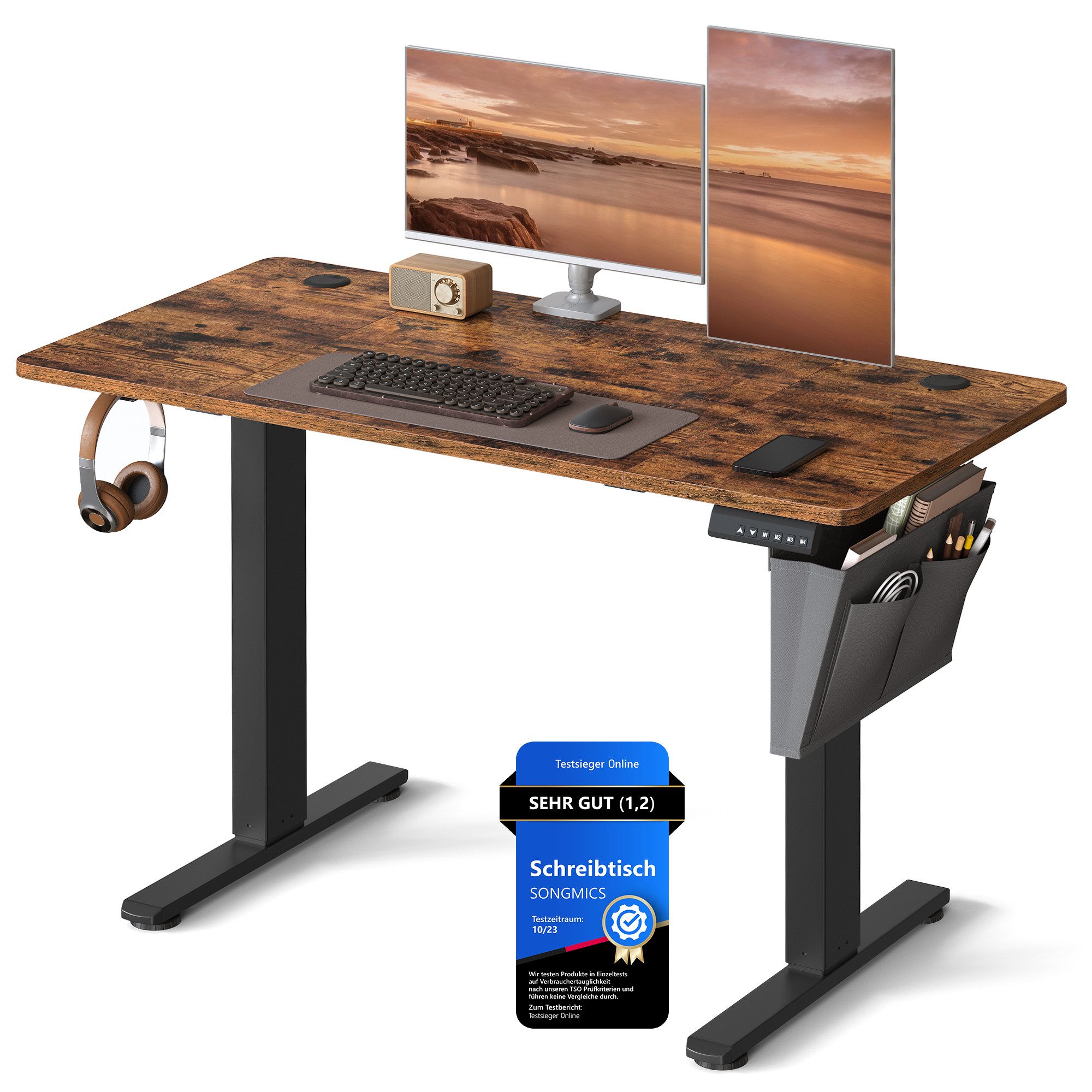 SONGMICS Schreibtisch Höhenverstellbarer elektrisch, 120/140/160/180 cm, günstig online kaufen