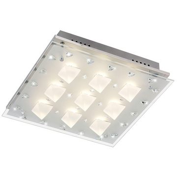 etc-shop LED Deckenleuchte, LED-Leuchtmittel fest verbaut, Warmweiß, Deckenlampe Kristall LED Deckenleuchte chrom Wohnzimmerlampe