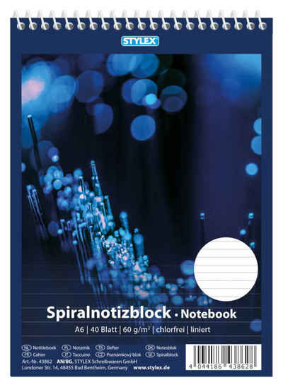 Stylex Schreibwaren Geschäftspapier 20x Spiral-Notizblock / Schreibblock / DIN A6 / liniert