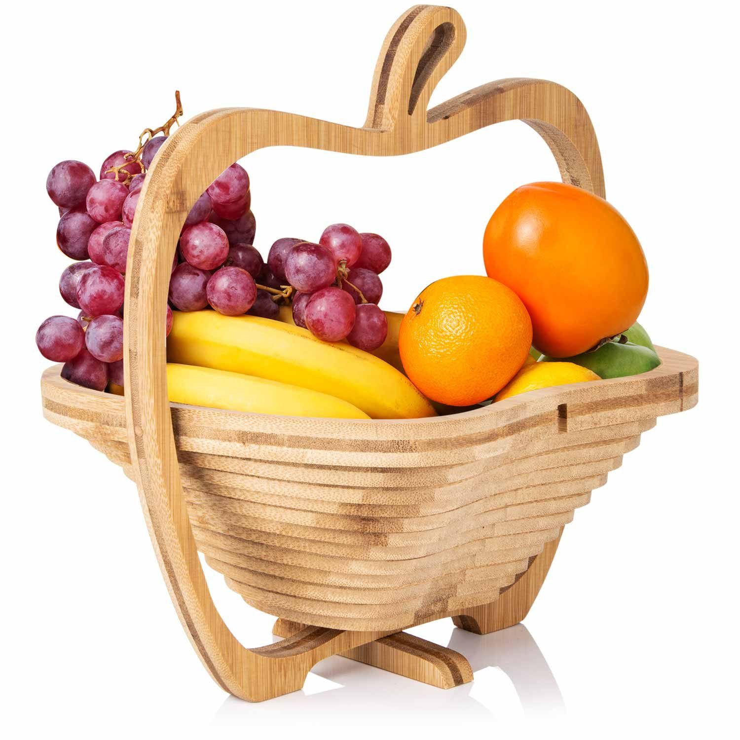 Dimono Obstschale DIMONO Obstkorb Apfelform – Obstschale faltbar Bambus, Bambus, (Faltkorb), Gemüseschale & Topfuntersetzer