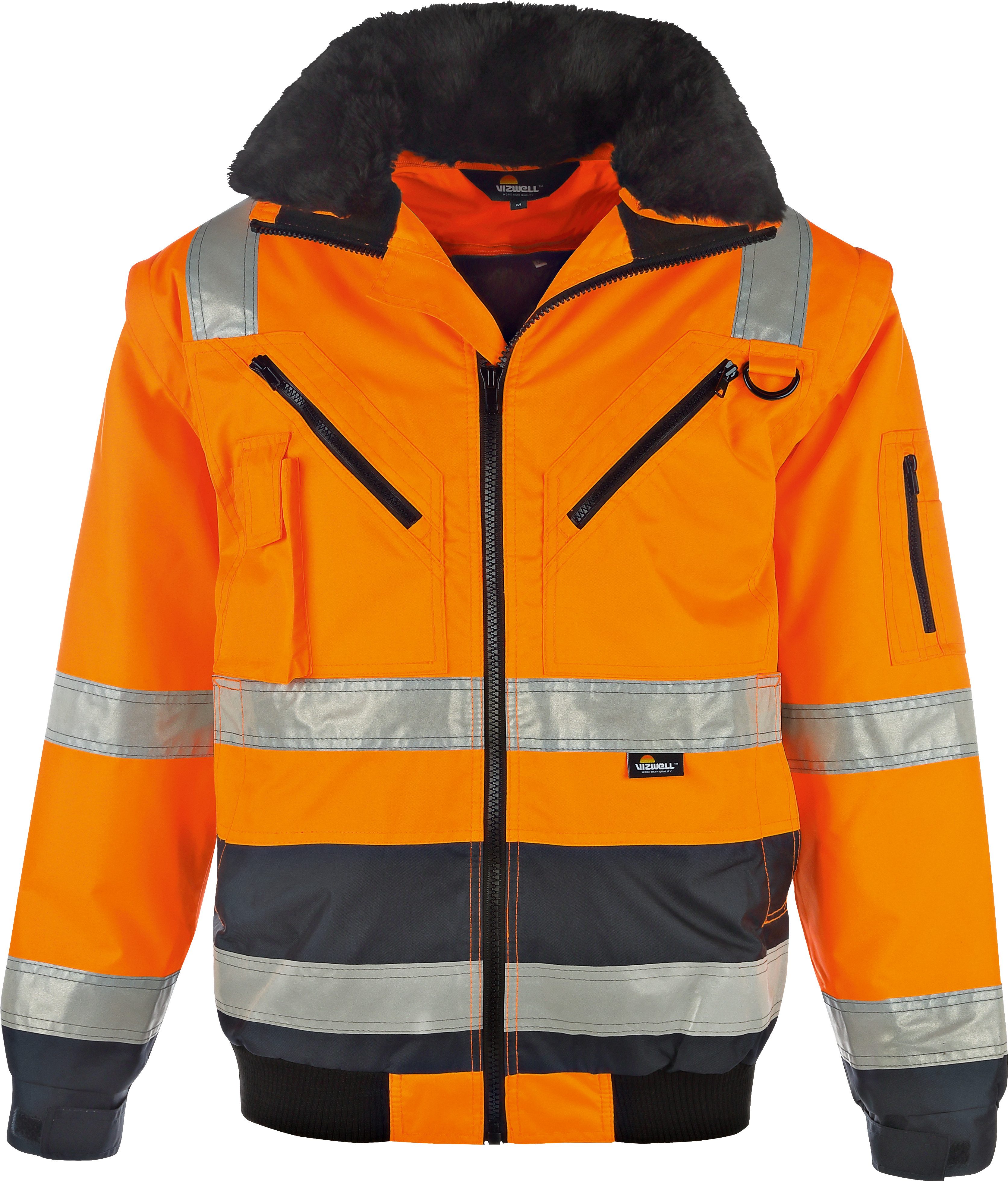 vizwell Pilotenjacke Warnschutz Pilotenjacke Arbeitsjacke Winterjacke günstig online kaufen