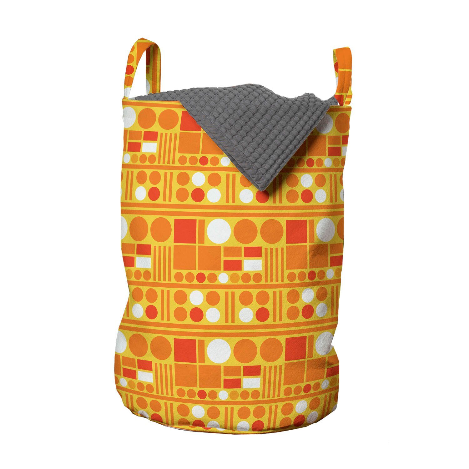Waschsalons, Monochrome mit Kordelzugverschluss Wäschekorb Kunst Abakuhaus Griffen Orange Stil Formen Wäschesäckchen für