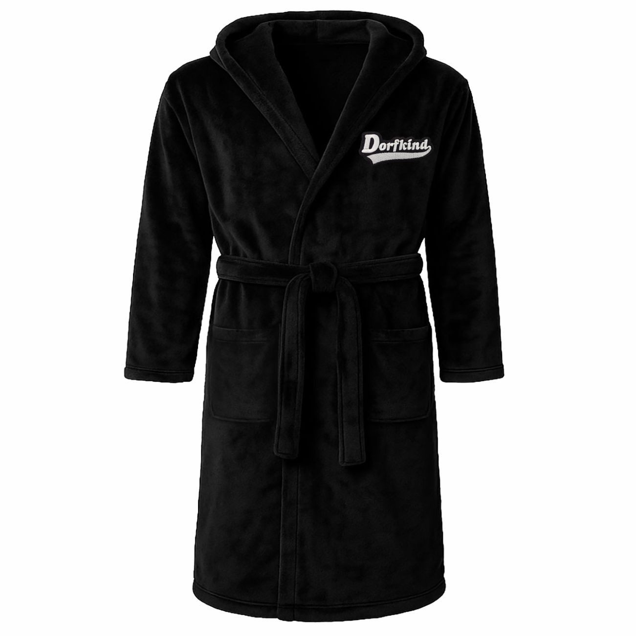 deinshirt Bademantel Dorfkind Schriftzug, lange Länge, 100% Polyester, Kapu günstig online kaufen