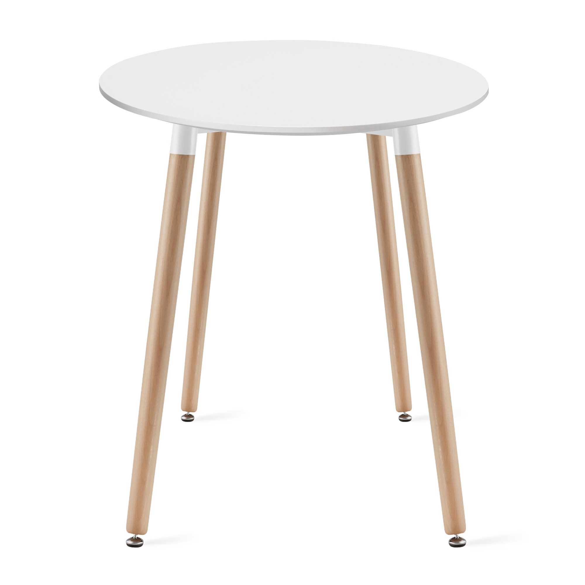 Home Collective Esstisch Runder weißer Esszimmertisch mit Beinen aus Naturbuche (für Küche, Esszimmer, Wohnzimmer - Langlebige MDF-Platte), 80 cm Durchmesser in – Bild 3 von 4