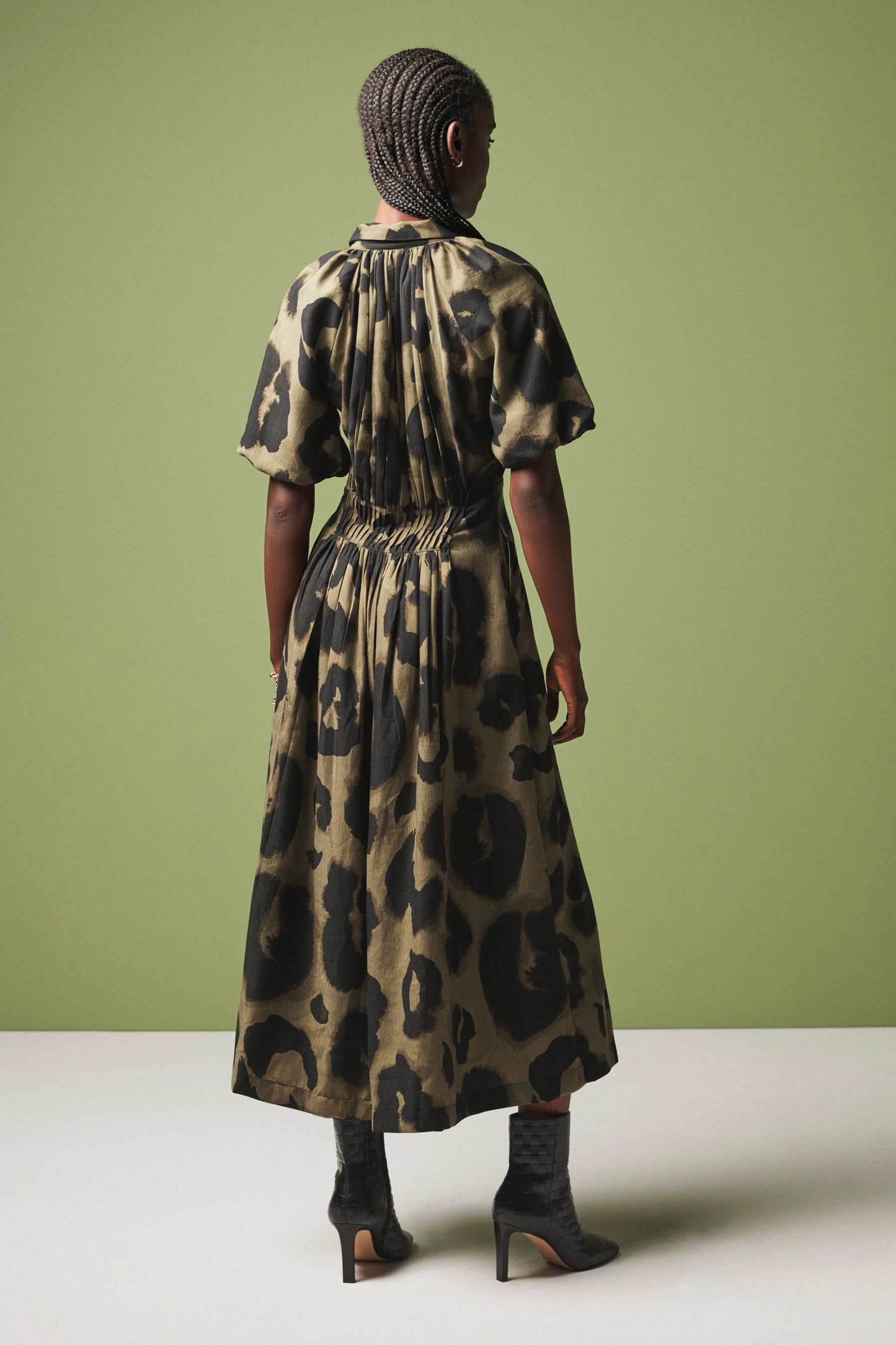 Next Midikleid Midikleid mit Puffärmeln (1-tlg)