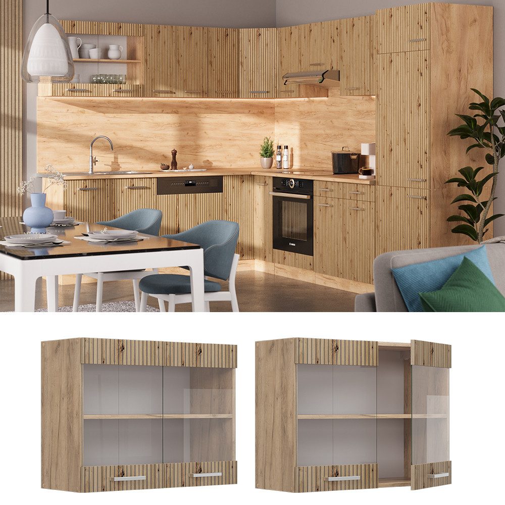 Vicco Glashängeschrank R-Line, Artisan-Eiche/Goldkraft Eiche, 80 günstig online kaufen