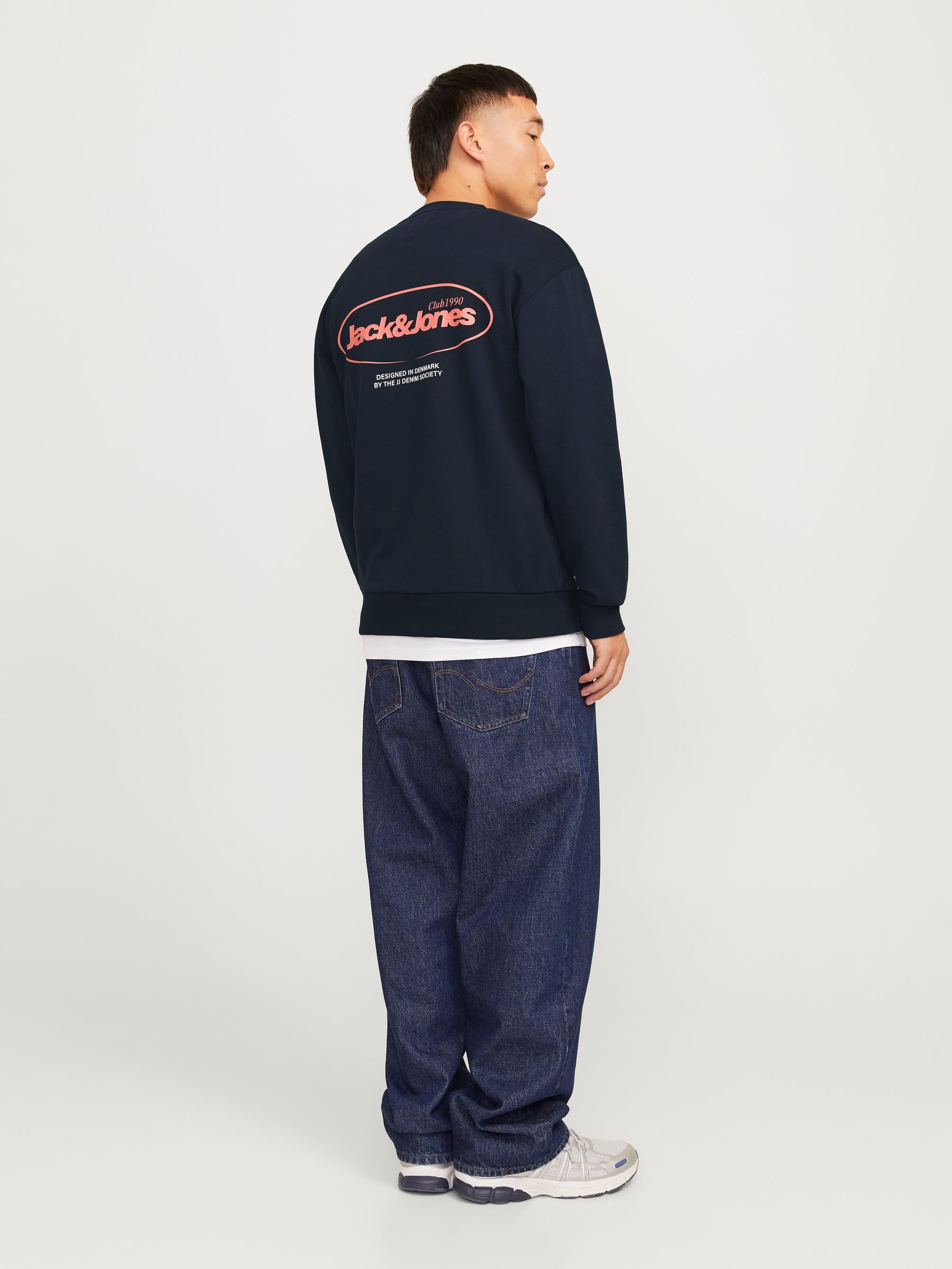 Jack & Jones Sweatshirt Pullover mit Rundhals, Logo Front & Rücken JJEBRADLEY GRAPHIC SWEAT CREW NOOS