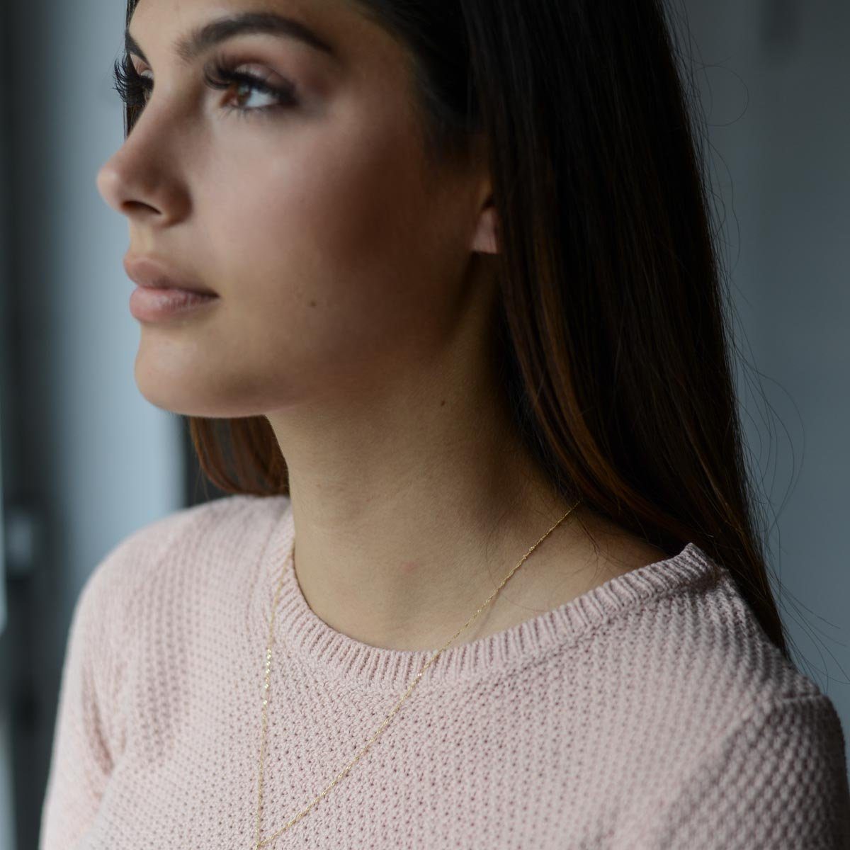 Materia Goldkette Damen Mädchen Gold Singapurkette gedreht K87, 585 Gelbgold, diamantiert