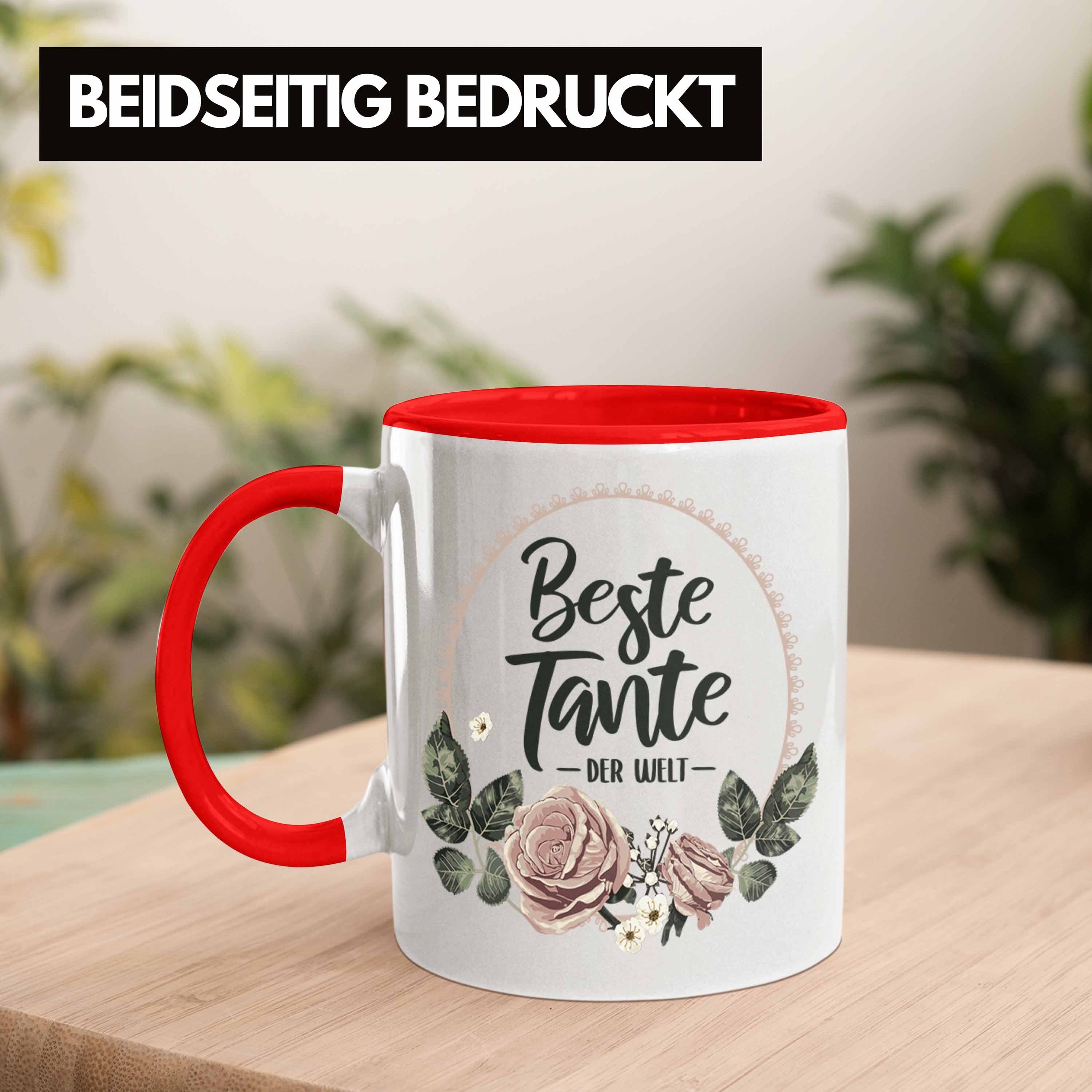 Tasse Geschenk Beste - der Trendation Rot Tante Kaffeetasse Trendation Coole Spruch Tasse für Welt Tante mit