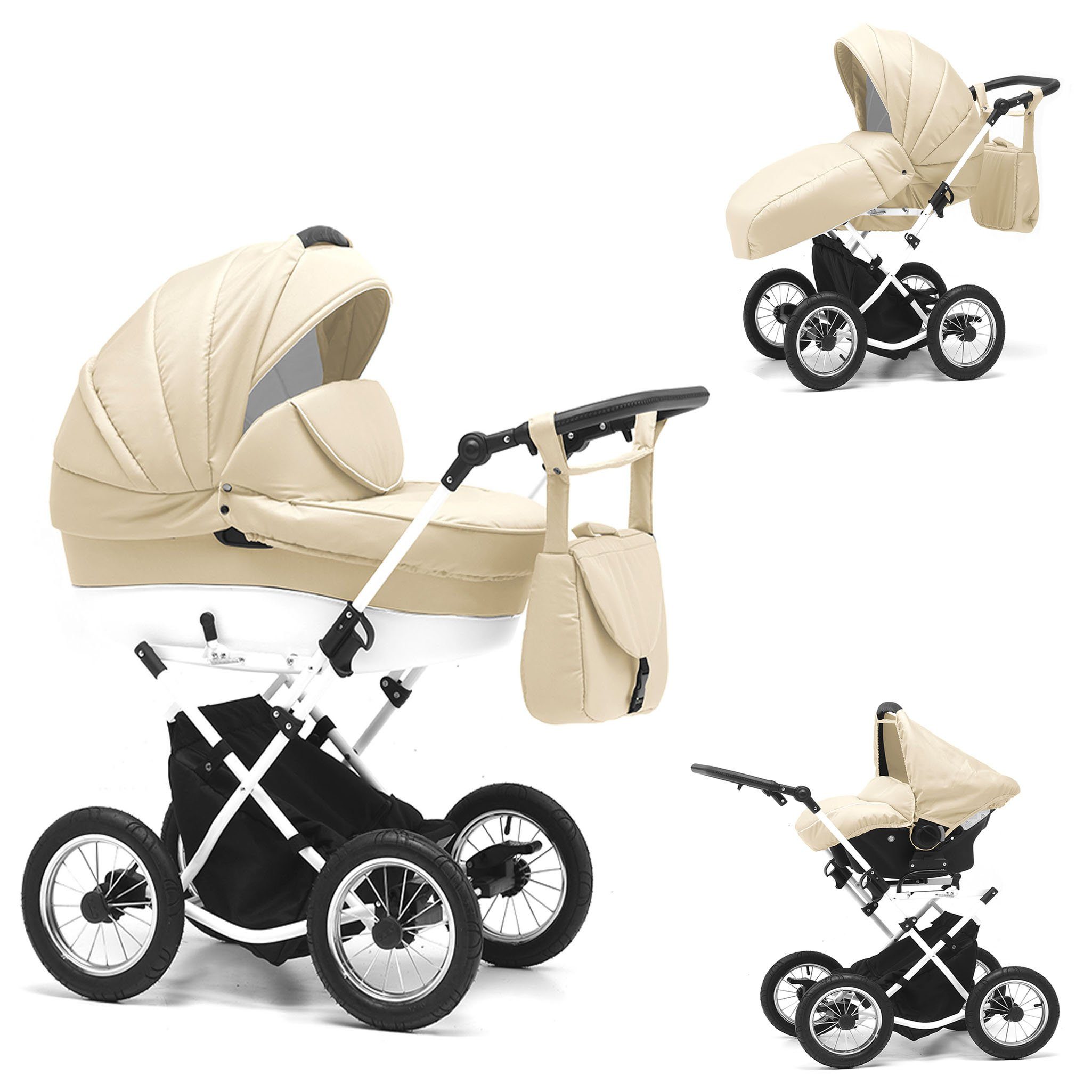 Kombi-Kinderwagen Sorento 4 in 1 mit Sportsitz, Autositz und Zubehör in 17 Farben