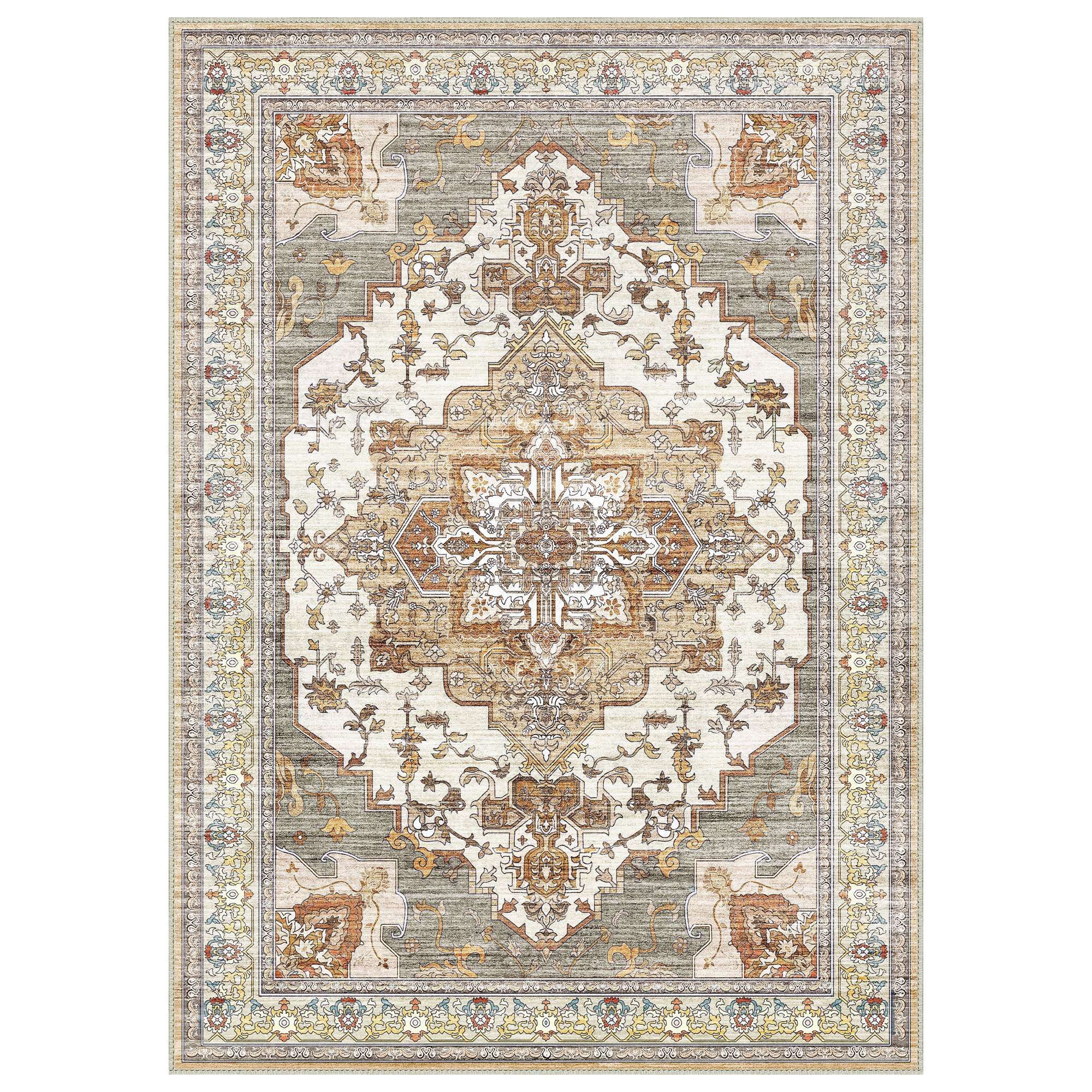 GENIMO Teppich Wohnzimmer Teppich, Boho Vintage, waschbar, rutschfest, Kurzflor, groß, rechteckig, 60x150cm, rot