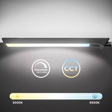 B.K.Licht Tischleuchte Klemmleuchte Schwarz 9W Dimmbar - BKL1350, LED fest integriert, Kaltweiß, Warmweiß, Schwenkbar CCT Schreibtischlampe