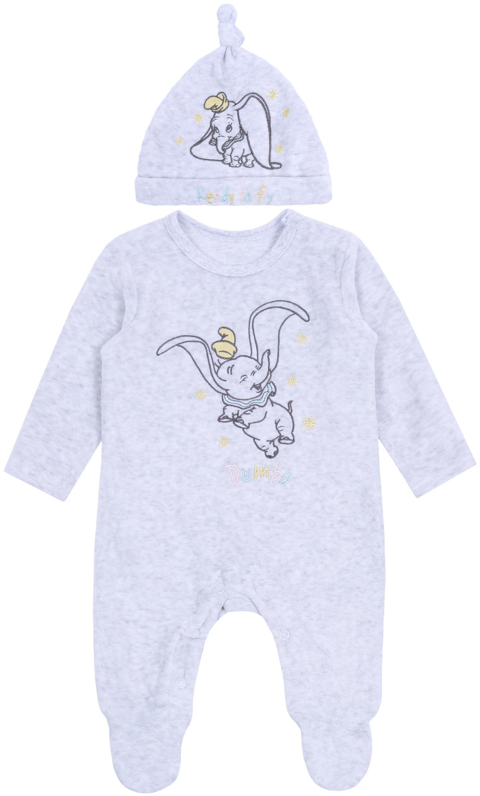 Disney Body Warmer, grauer Strampleranzug + Mütze Dumbo Disney 0 Monate