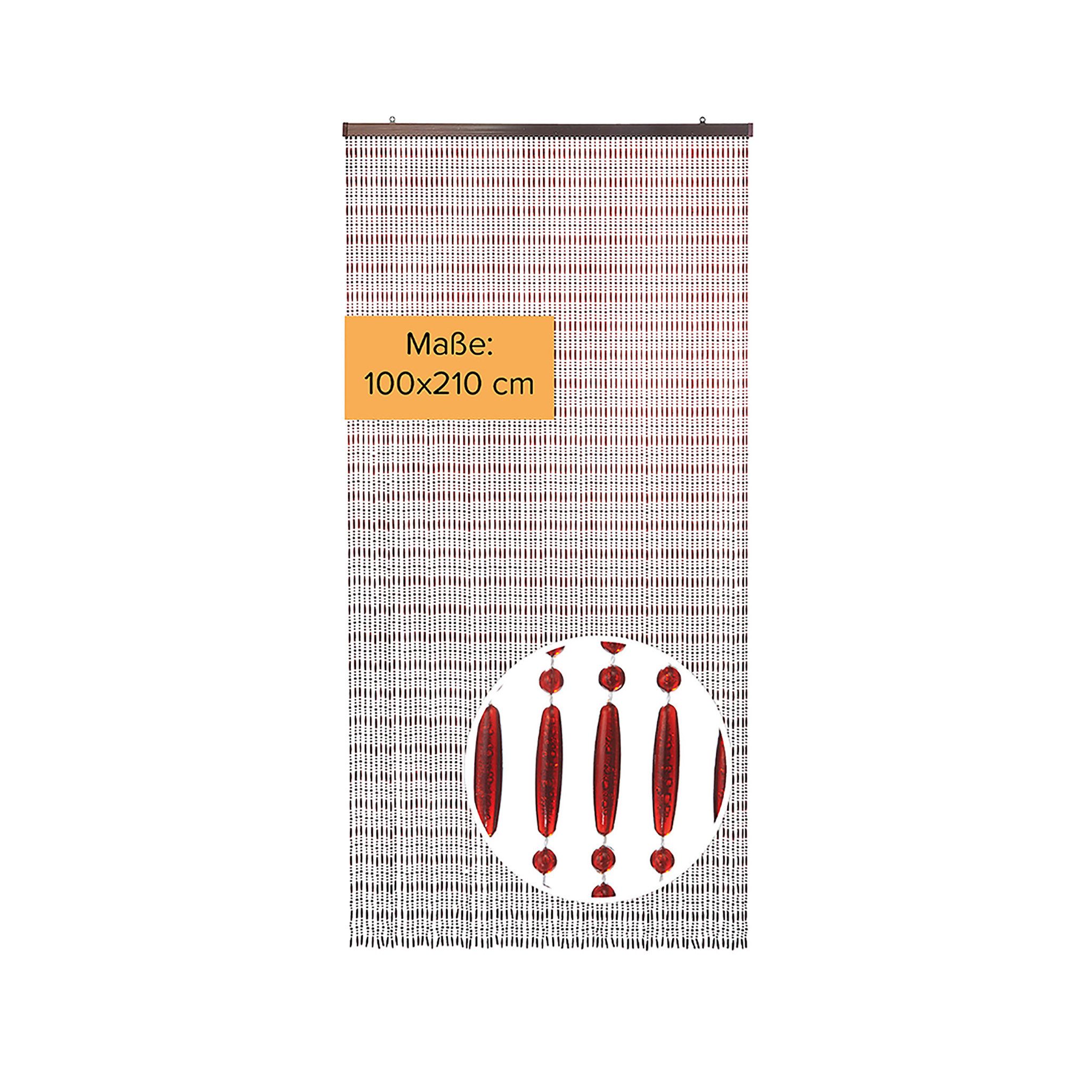 Kobolo Türvorhang Türgardine Raumteiler AMBER Kunststoff braun 80 Stränge 100x210 cm (1 St), Ösen