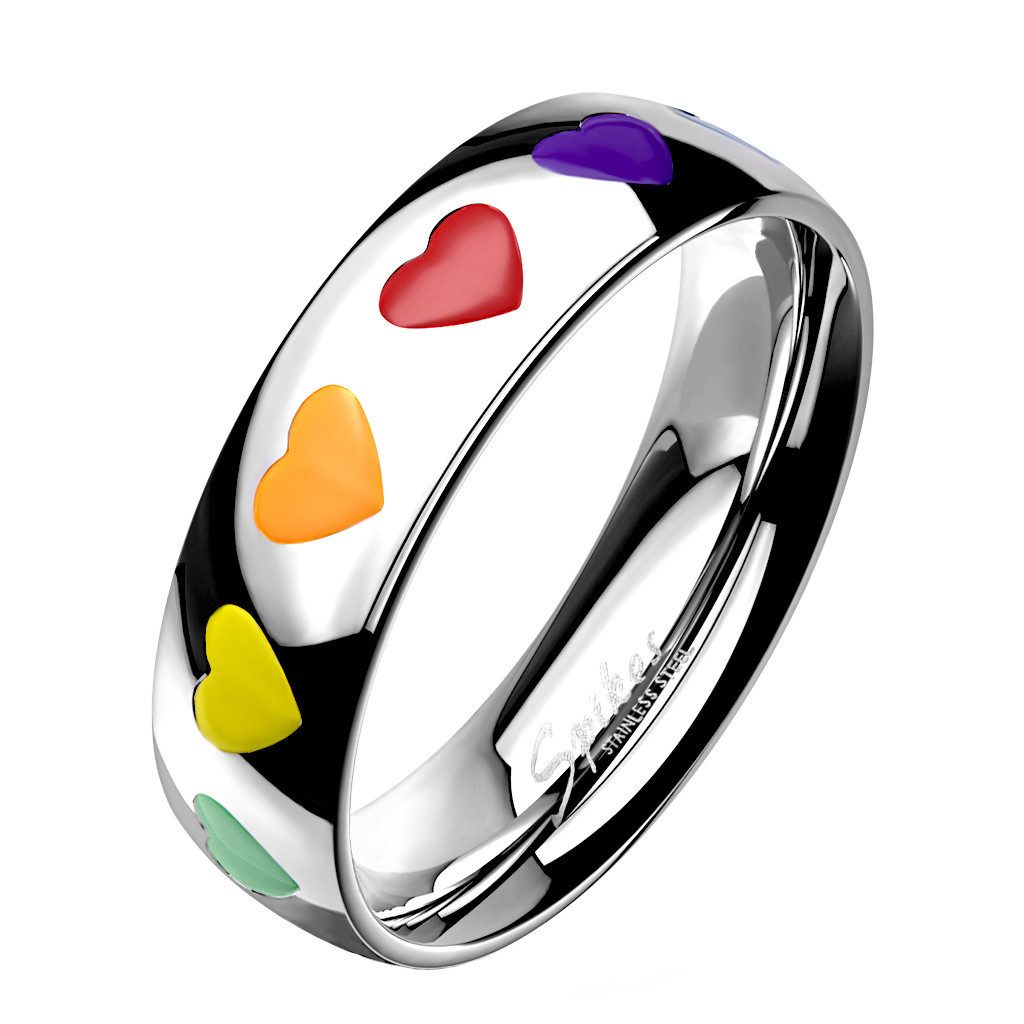 Taffstyle Fingerring Ring Edelstahl bunte Kristall günstig online kaufen