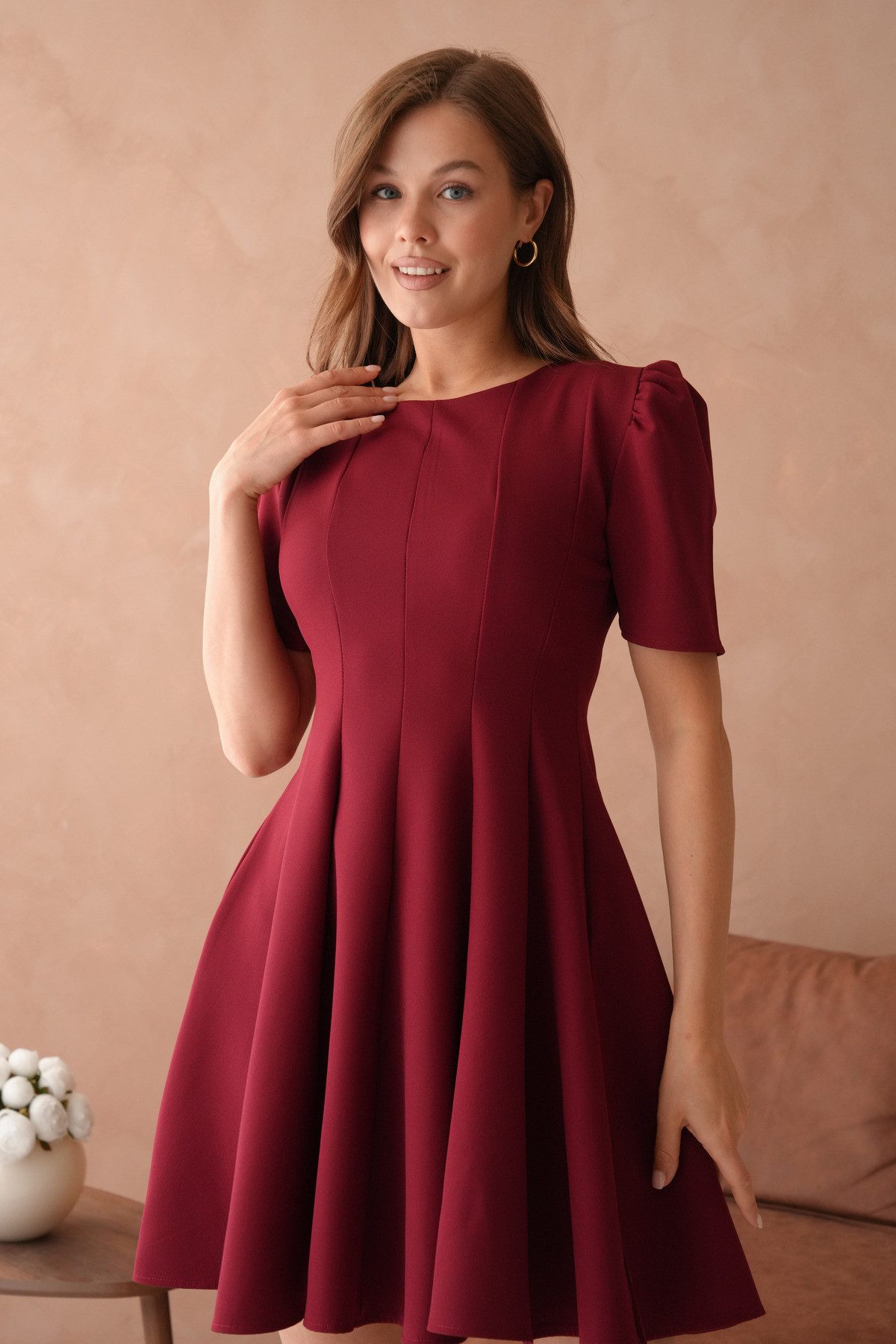 WOMAN VISION Minikleid Kurzärmeliges ausgestelltes Minikleid