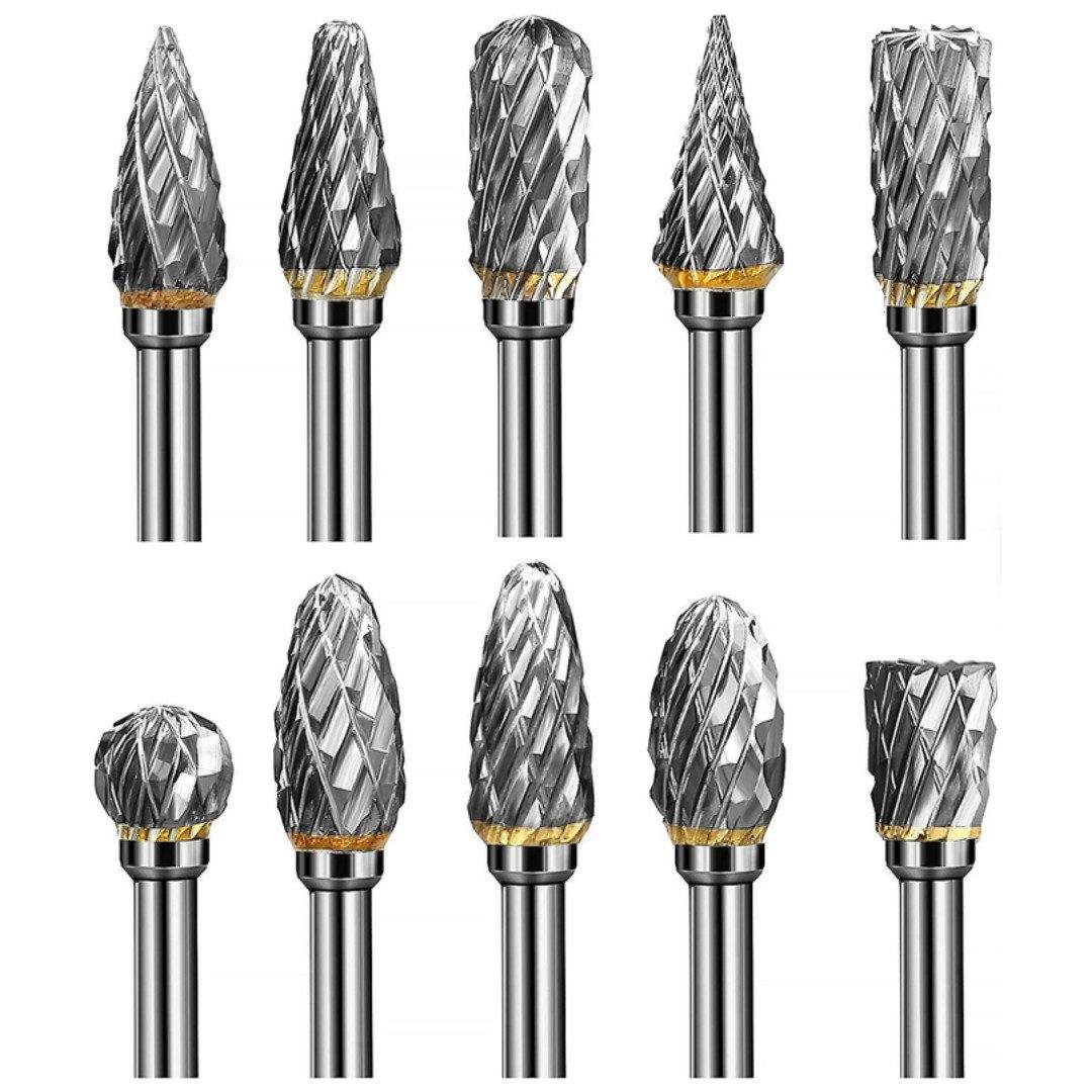 RACEL Frässtift 10x Hartmetall Frässtifte 3mm Schaft Fräser Set für Metall, Set, 10-tlg., Hartmetall (Wolframcarbid), 3 mm Schaft