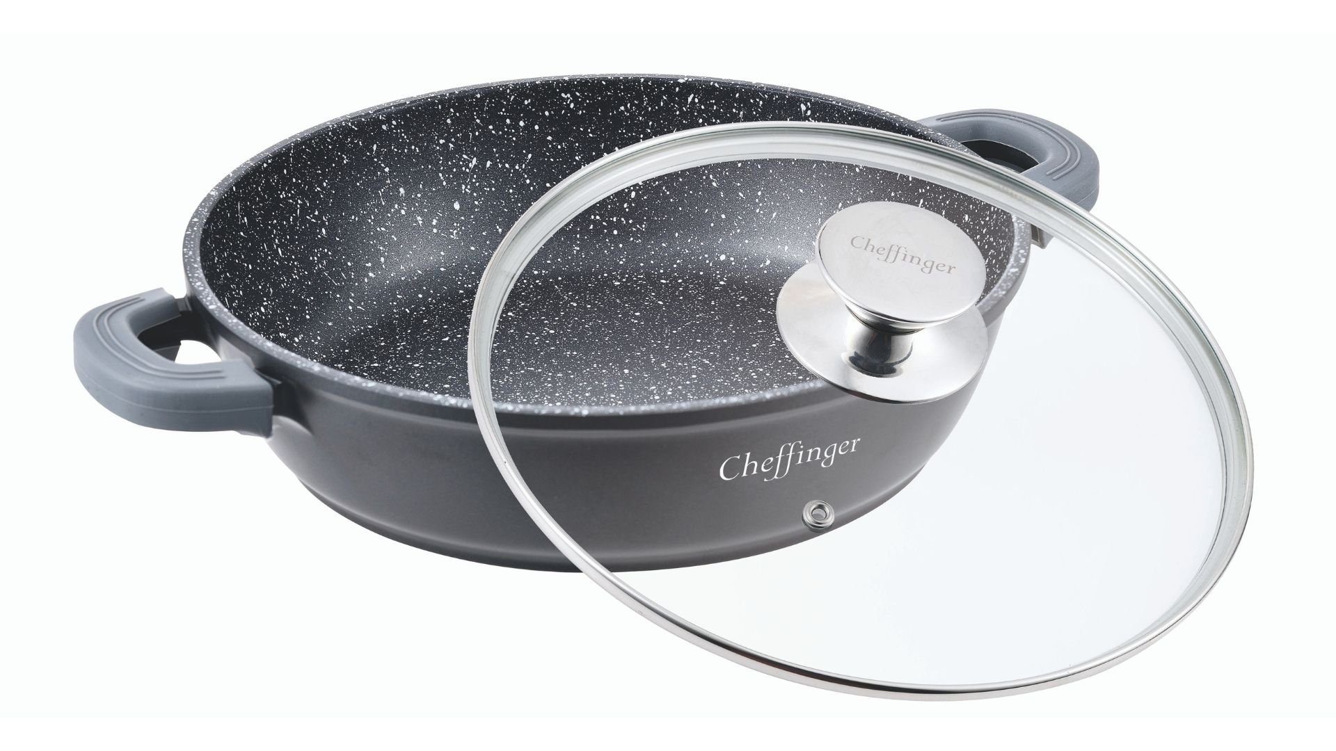Cheffinger Schmorpfanne Servierpfanne Schmorpfanne Kochtopf Deckel Induktion Ø28cm