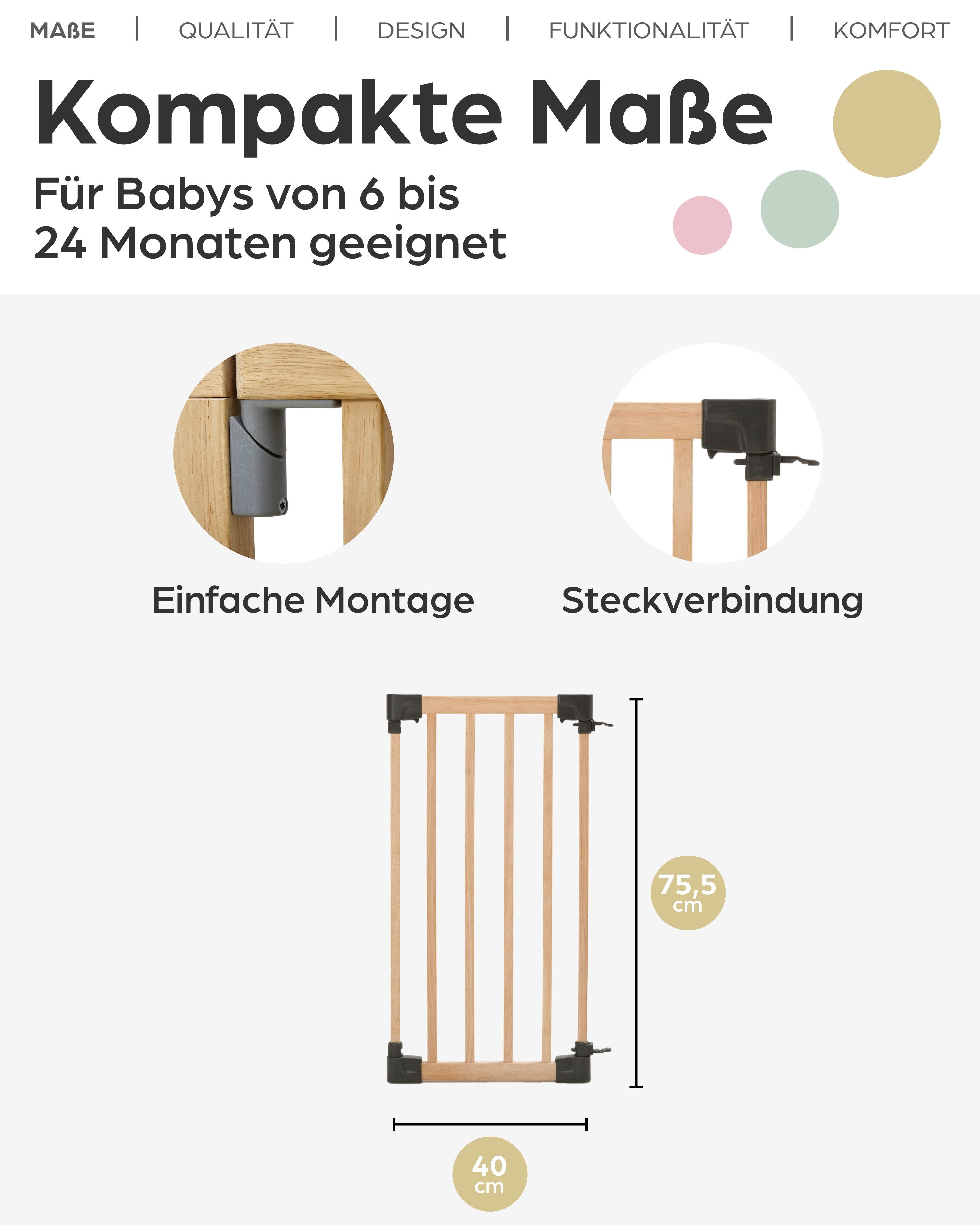 Geuther Türschutzgitter Variables Konfigurationsgitter „Yoko“ aus Holz – 95–260 cm, Auch als Treppenschutzgitter verwendbar