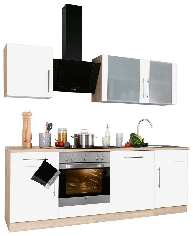 wiho Küchen Küchenzeile Cali, mit E-Geräten, Breite 220 cm, In vielen  Farben erhältlich