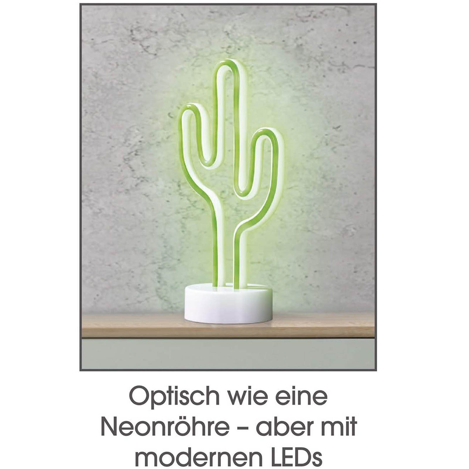 EASYmaxx LED Dekolicht Dekoleuchte Kaktus in Neon-Optik, LED fest integriert, Grün, 108 LEDs, Batteriebetrieb – Bild 5 von 5