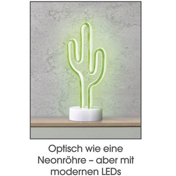 EASYmaxx LED Dekolicht Dekoleuchte Kaktus in Neon-Optik, LED fest integriert, Grün, 108 LEDs, Batteriebetrieb