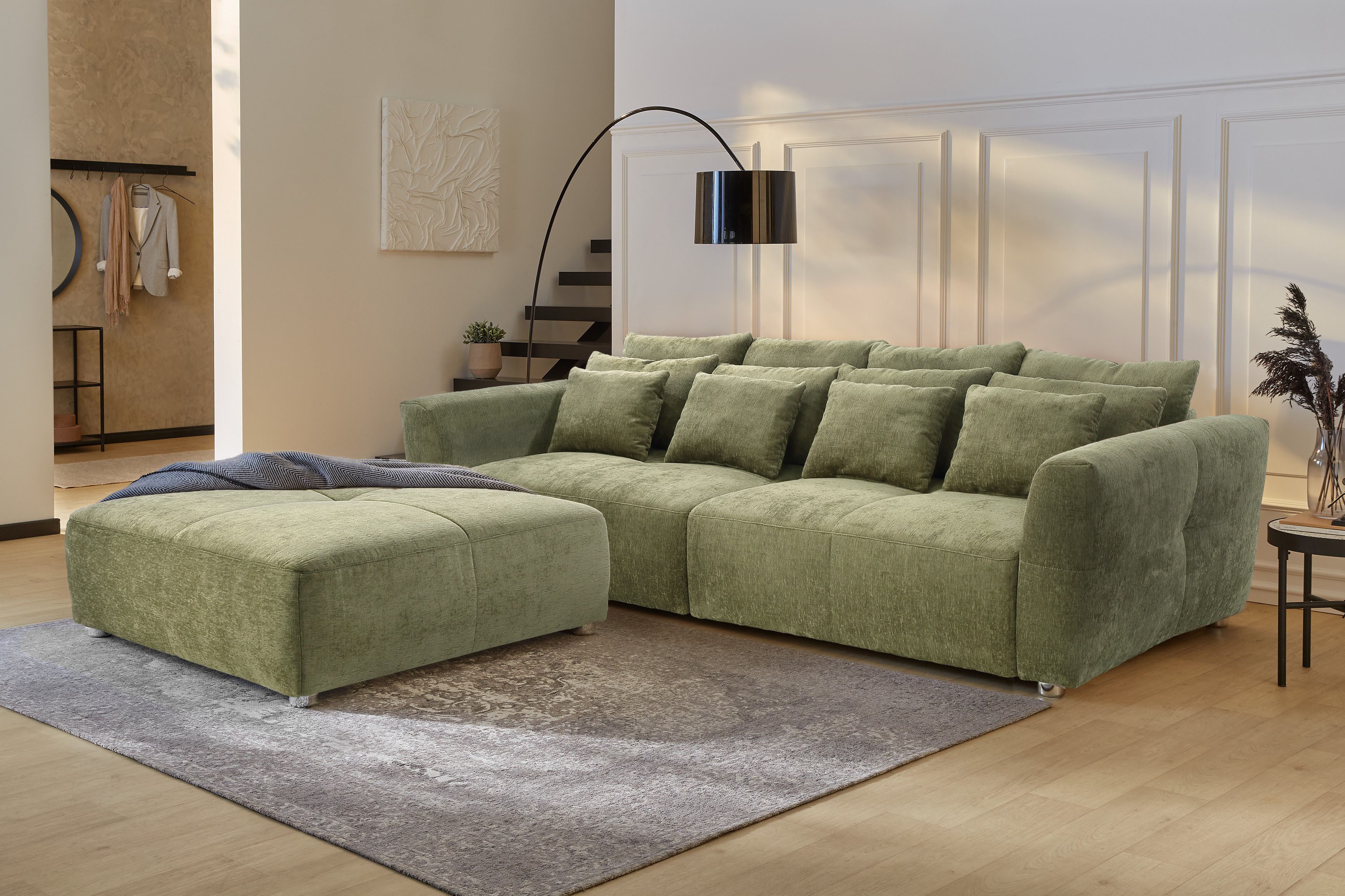 Jockenhöfer Gruppe Big-Sofa Gulliver, B: 298 cm, mit Zierkissen, Federkernpolsterung für angenehmen Sitzkomfort