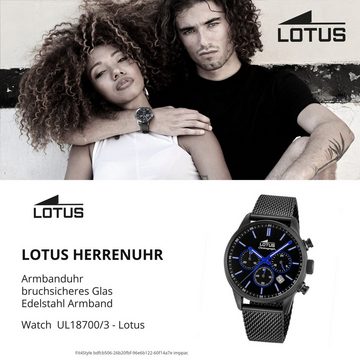 Lotus Quarzuhr Lotus Herrenuhr Khrono Armbanduhr, (Analoguhr), Herren Armbanduhr rund, groß (ca. 42mm), Edelstahl, Luxus