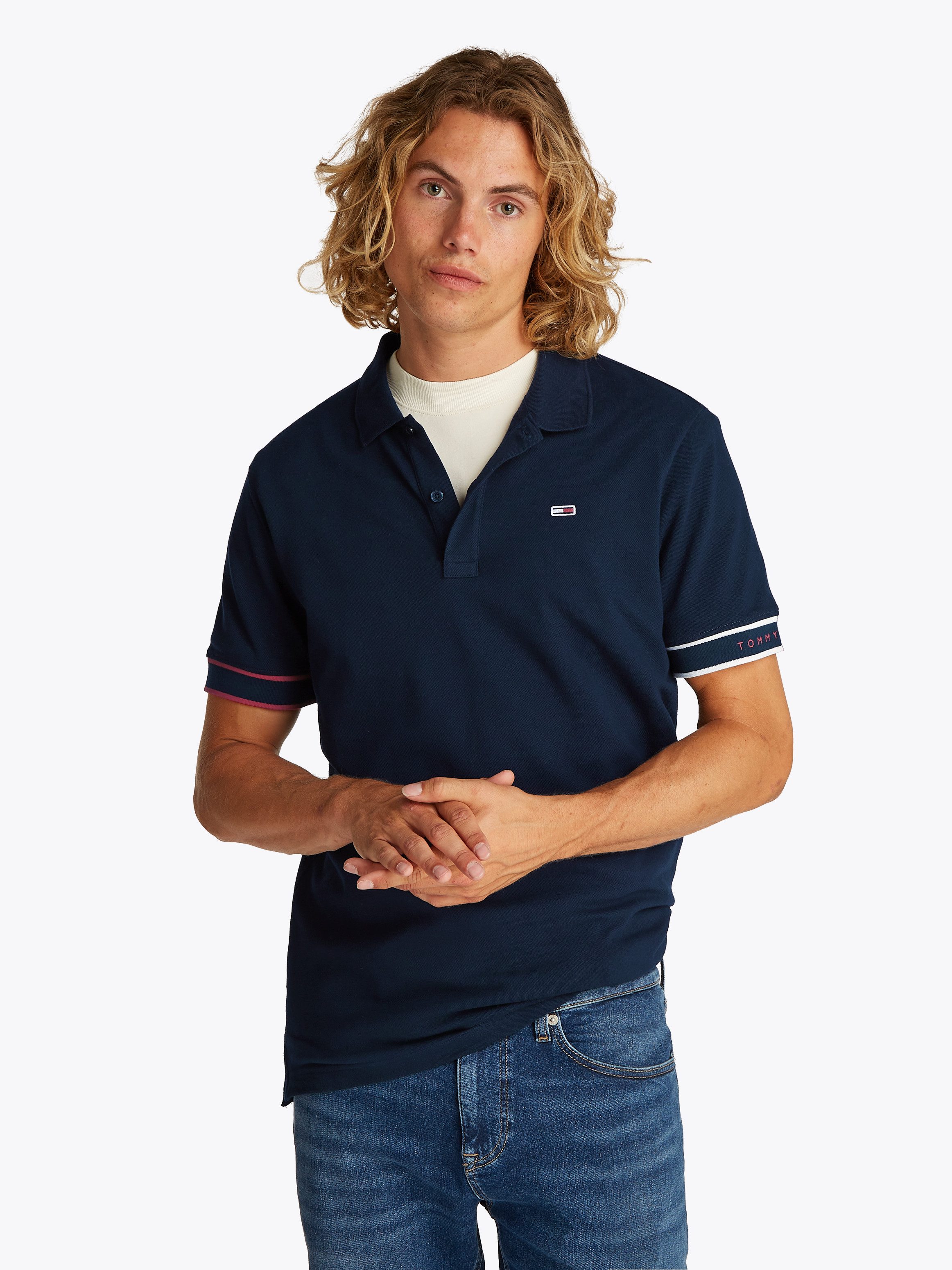 Tommy Jeans Poloshirt TJM SLIM FLAG CUFF POLO EXT günstig online kaufen