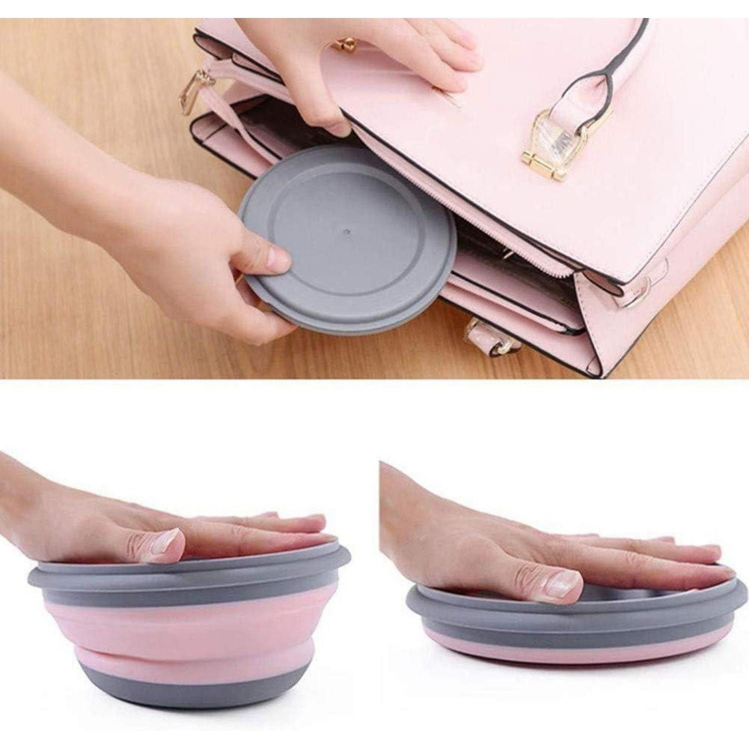 LuxusKollektion Salatschüssel Faltschüssel Deckel 3Pcs Camping Salatschüssel Pink
