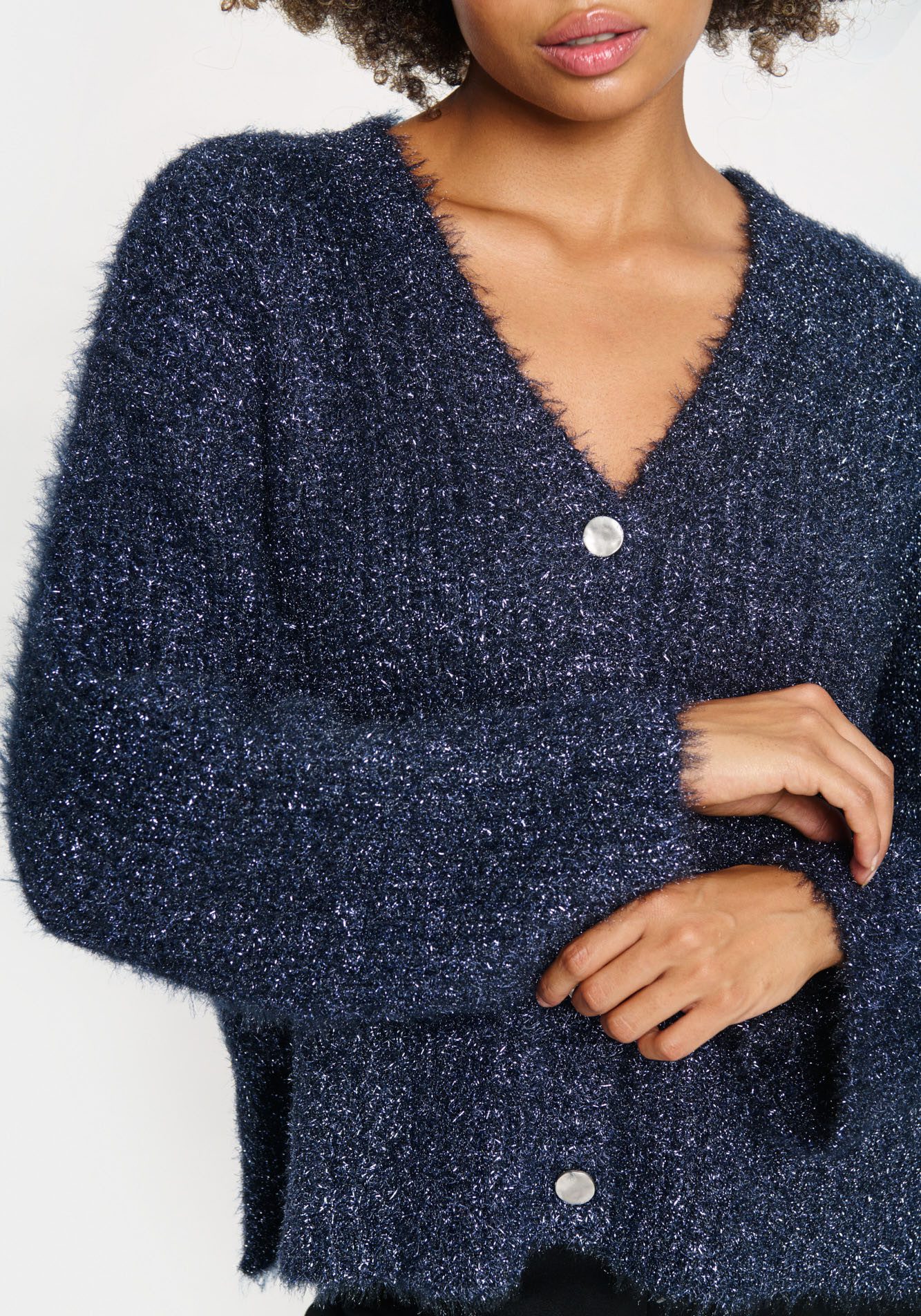Saint Tropez Strickjacke HalfaSZ Cardigan mit Glitzereffekt