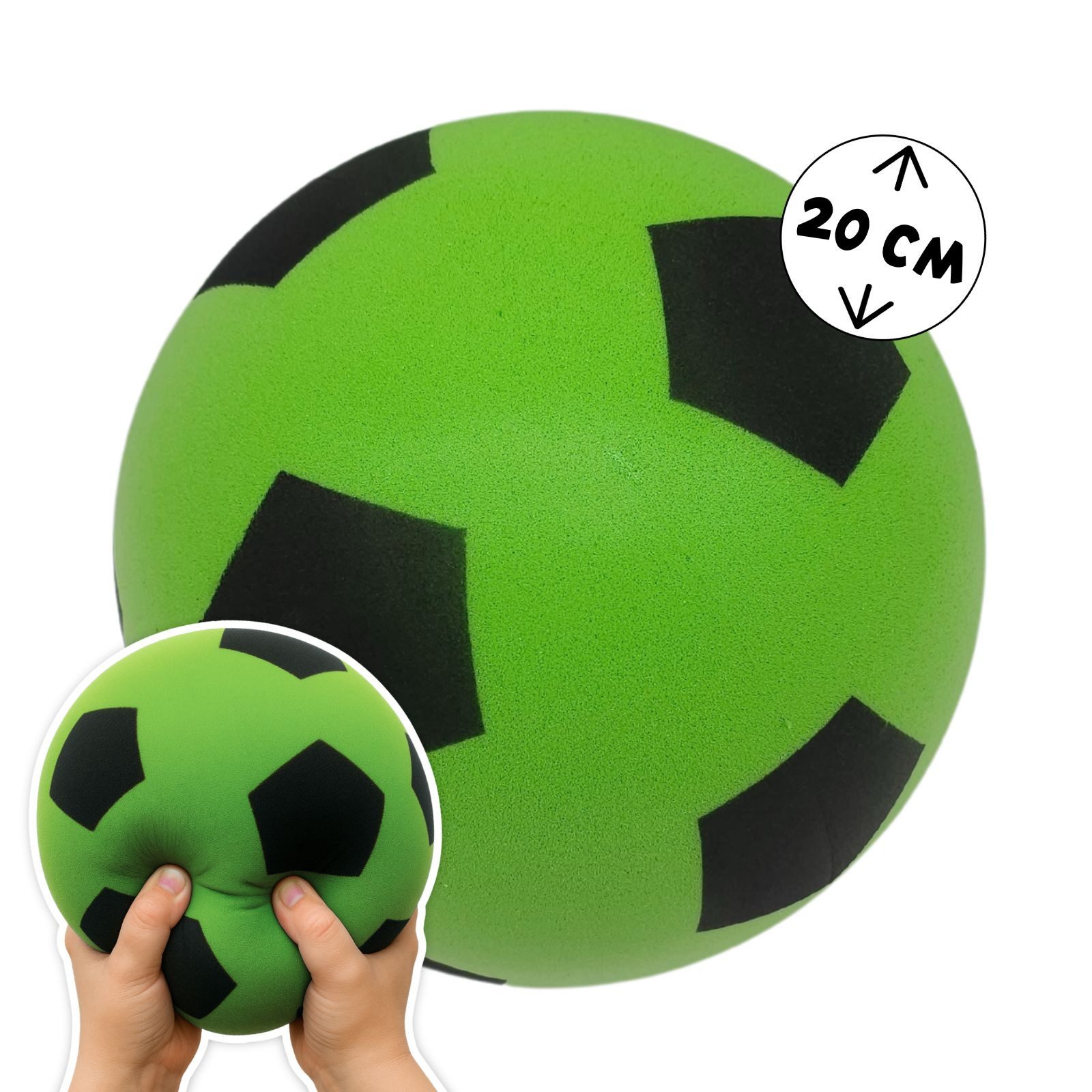 alldoro Softball Schaumstoff-Ball grün Ø 20 cm, weicher Soft-Fußball für Kinder, Sicherer Kinderball für drinnen & draußen, geeignet ab 0 Jahren