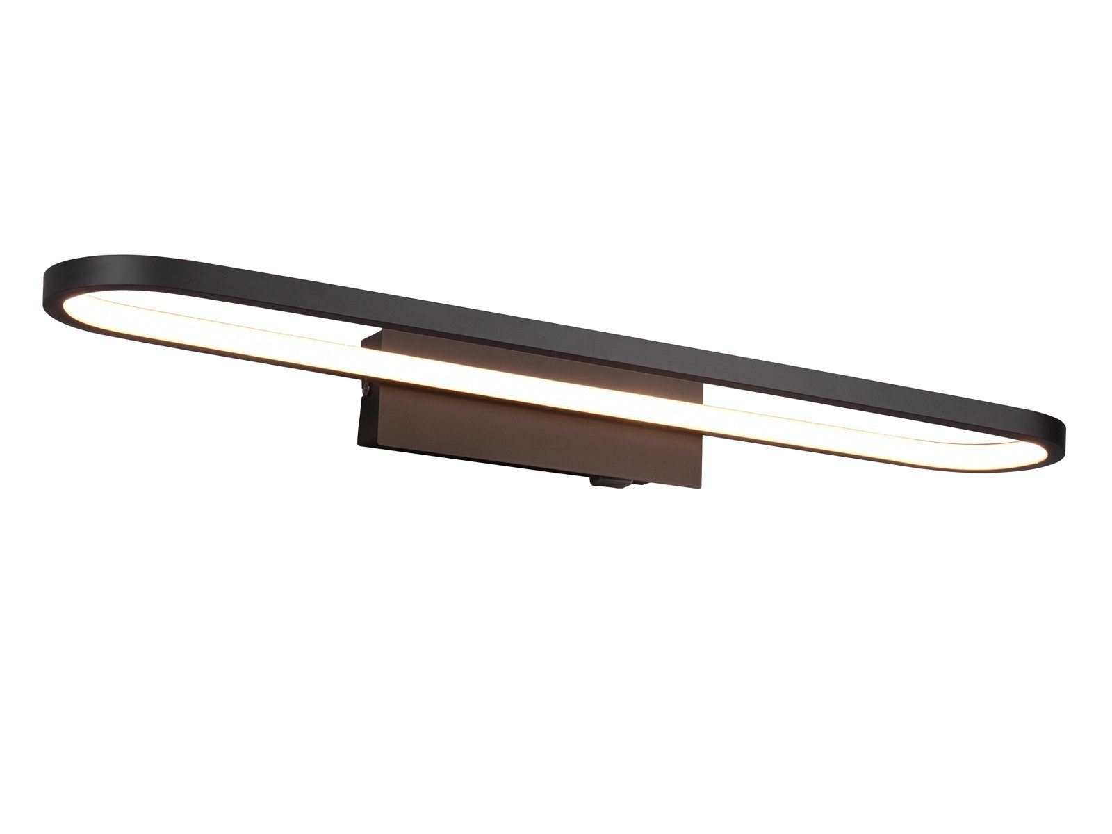 TRIO Leuchten LED Wandleuchte, LED fest integriert, Warmweiß, Ovale Bad-Lampe, Spiegel-Leuchte mit Schalter aus Metall, Breite: 60cm