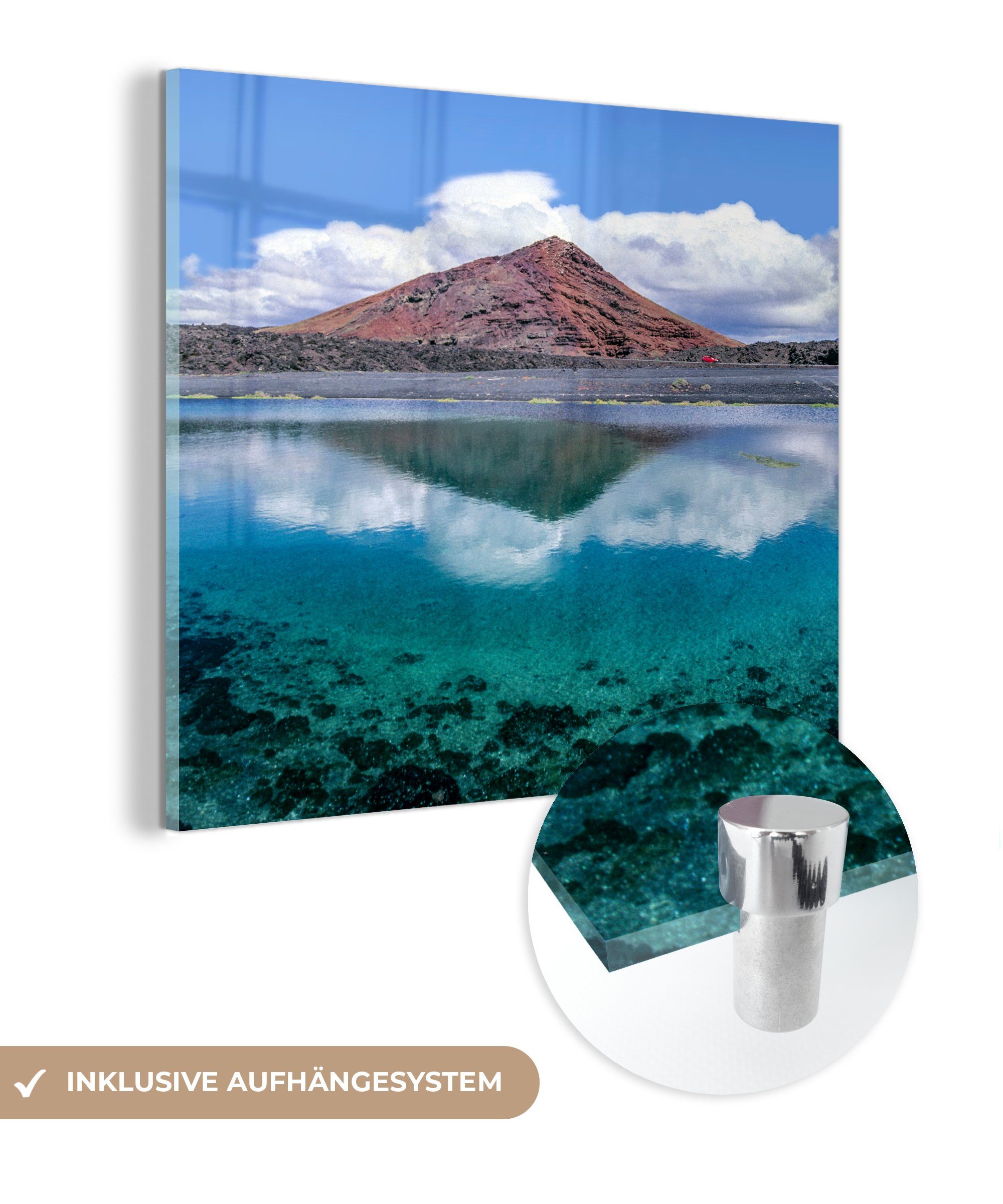 MuchoWow Acrylglasbild Laguna de Janubio auf Lanzarote, (1 St), Glasbilder - Bilder auf Glas Wandbild - Foto auf Glas - Wanddekoration