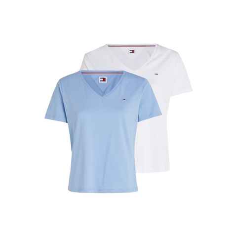 Tommy Jeans V-Shirt TJW 2PACK SLIM SOFT V NECK TEE (Packung, 2-tlg., 2er-Pack) in Basic Optik mit Tommy Jeans Markenlabel