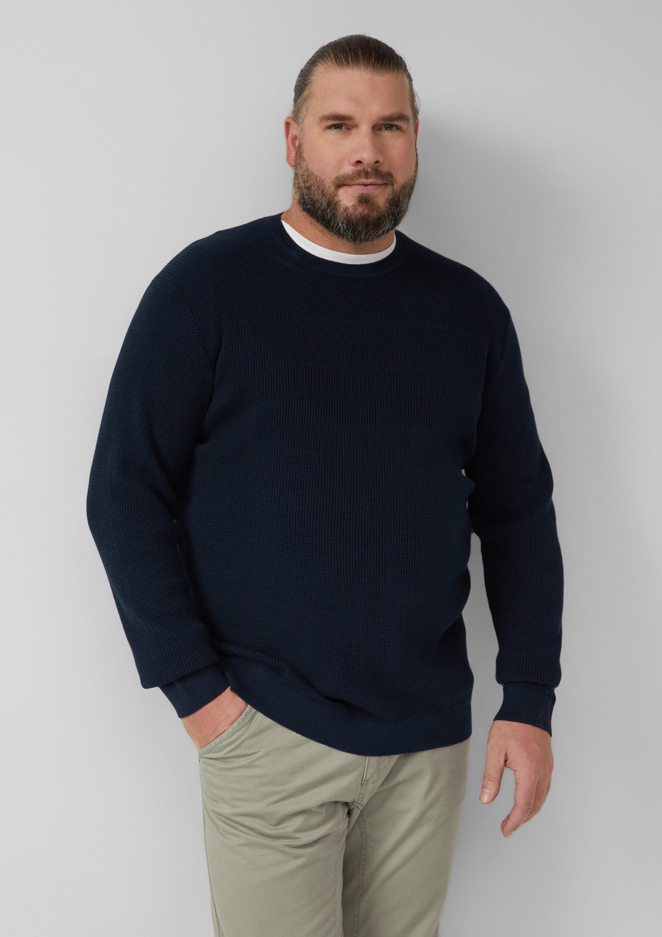 s.Oliver Longpullover Strickpullover Strukturmix-Pullover aus reiner Baumwo günstig online kaufen