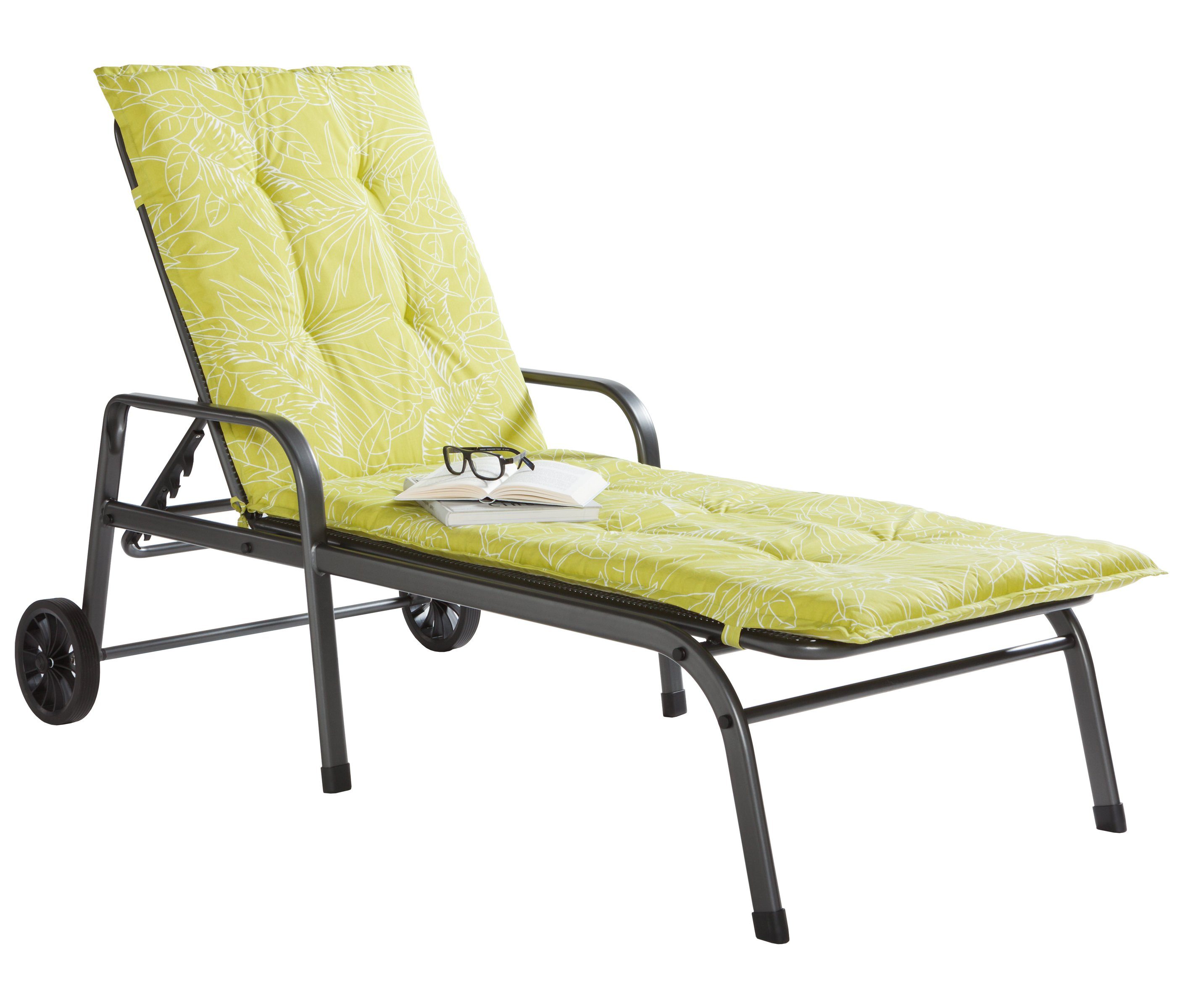 MWH Gartenliege Gartenliege Savoy, 187 x 81 x 52 cm, Gartenliege mit verstellbarem Kopfteil in verspielt-nostalgischem Design