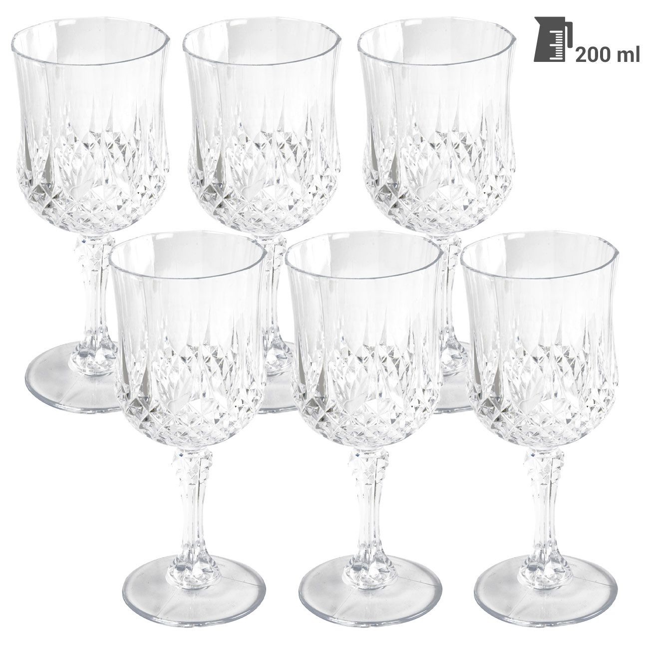 *Alpina* Weinglas Kunststoff-Weingläser 200 ml Kristalleffekt, Bruchfest 6 Stück, 6-tlg., aus Kunststoff in Kristalloptik/Trinkgefäß mit Stiel/transparent