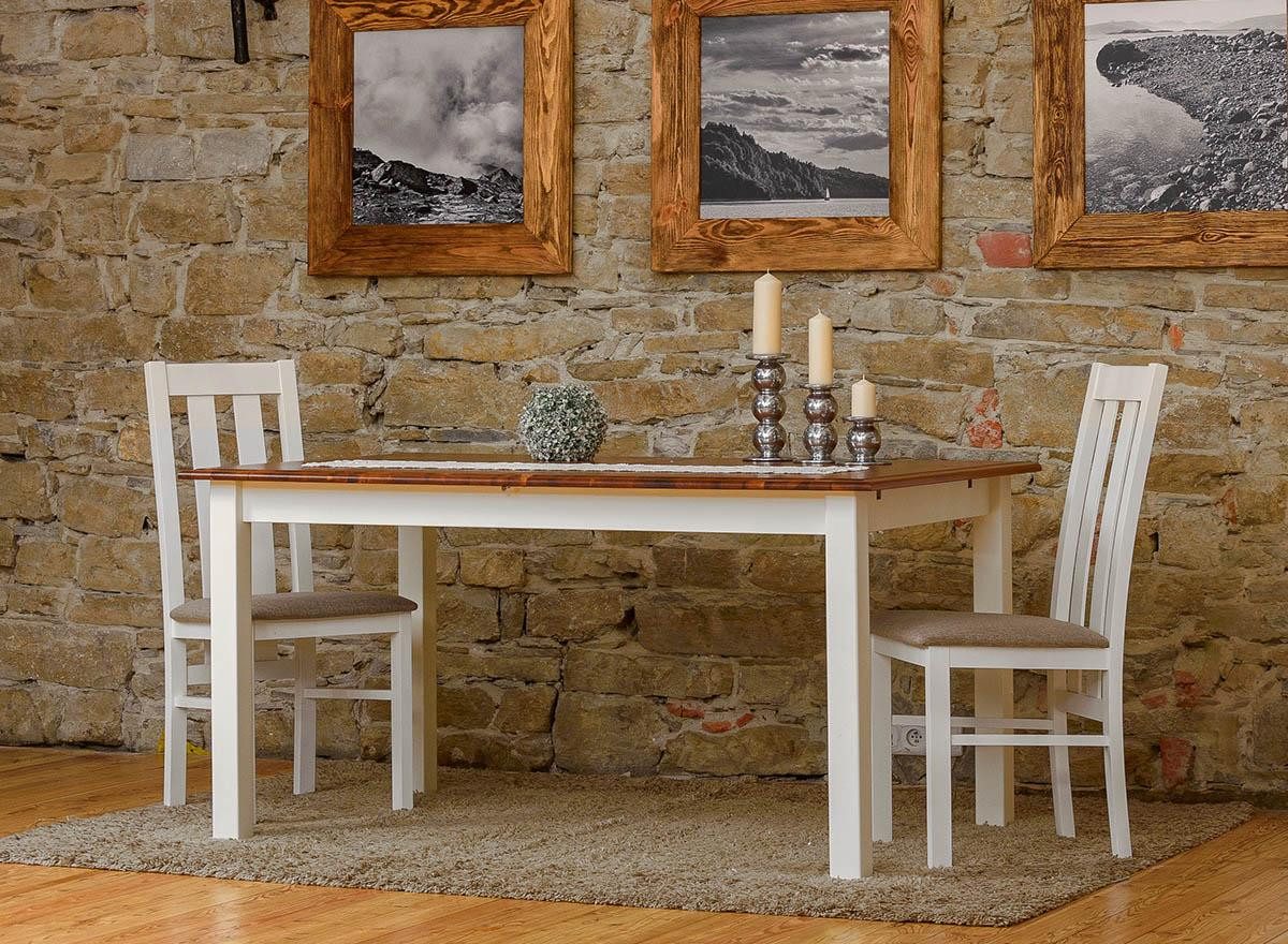 JVmoebel Esstisch Ausziehbarer Esstisch aus Holz im Landhausstil in Weiß (Packung, 1-St., Tisch), Made in Europa