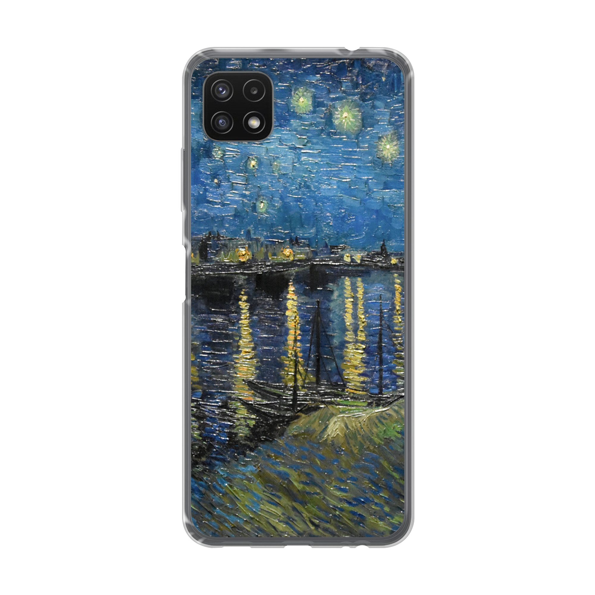MuchoWow Handyhülle für Samsung Galaxy A22 5G Sternennacht über der Rhone - Van Gogh - Kun, Smartphone-Bumper, Print, Handy Schutzhülle Dünn