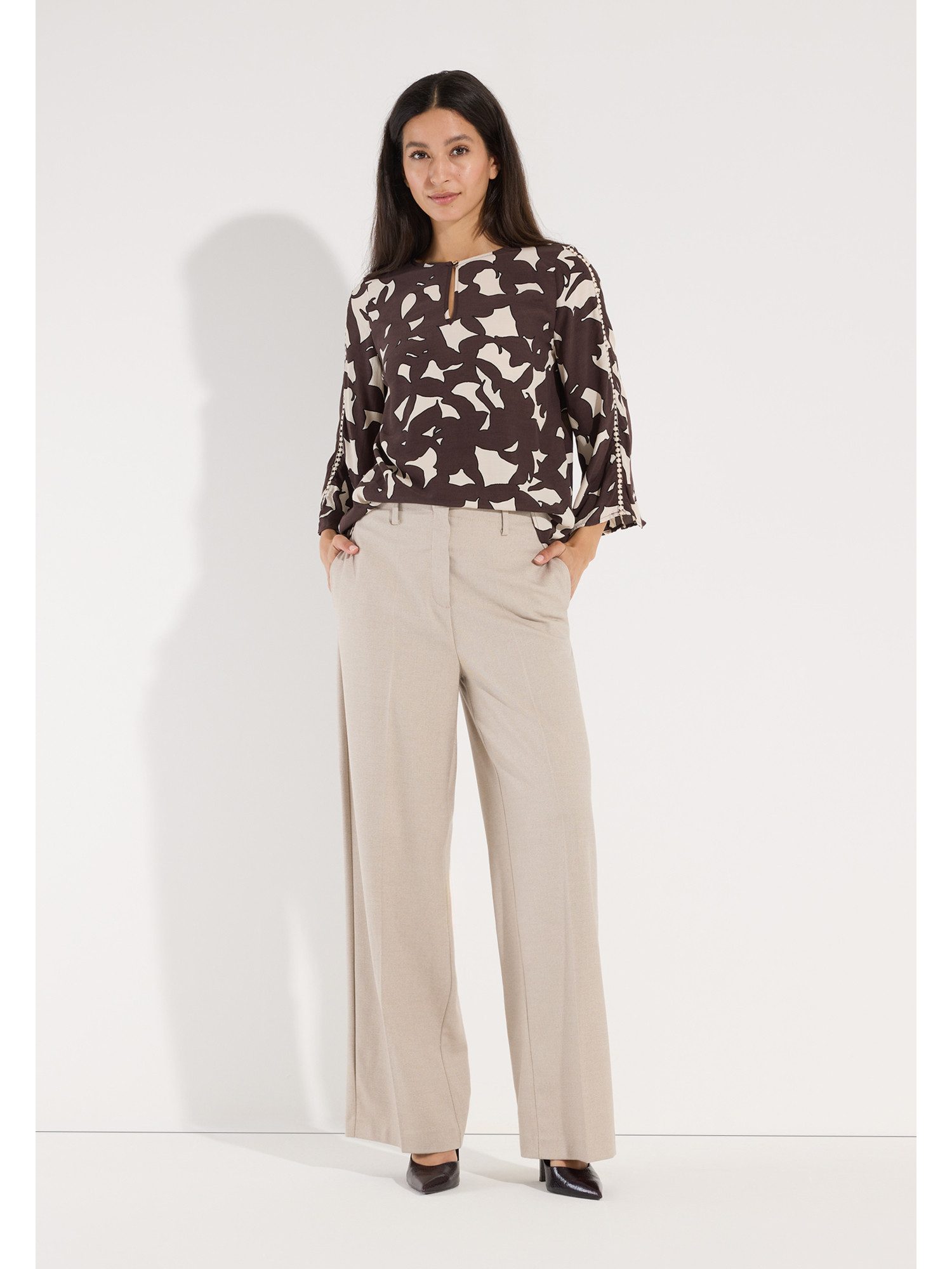 MORE&MORE Klassische Bluse edle Print-Viskosebluse, extraweite Ärmel