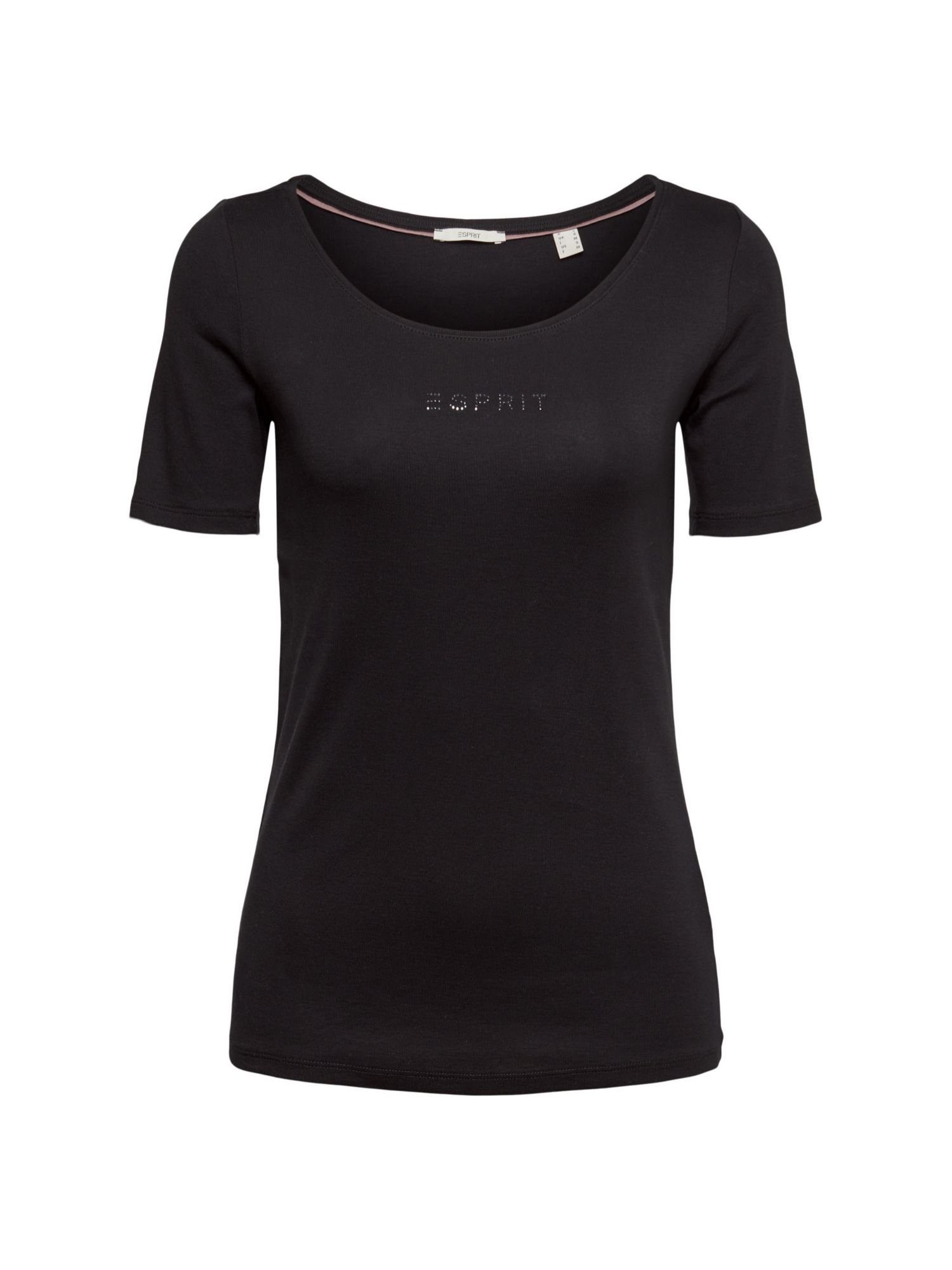 Esprit T-Shirt T-Shirt mit Logo aus Glitzersteinchen (1-tlg) BLACK