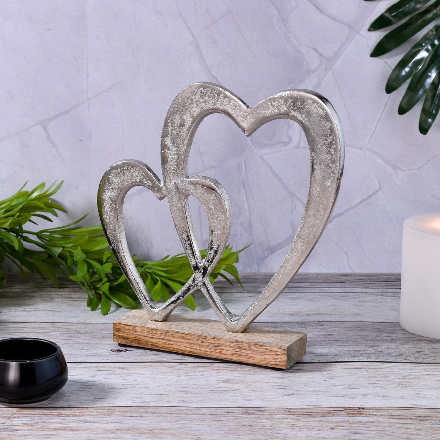 Marrakesch Orient & Mediterran Interior Dekoobjekt Herz Dekoaufsteller Dekoobjekt Silber Amour -10-, Handarbeit