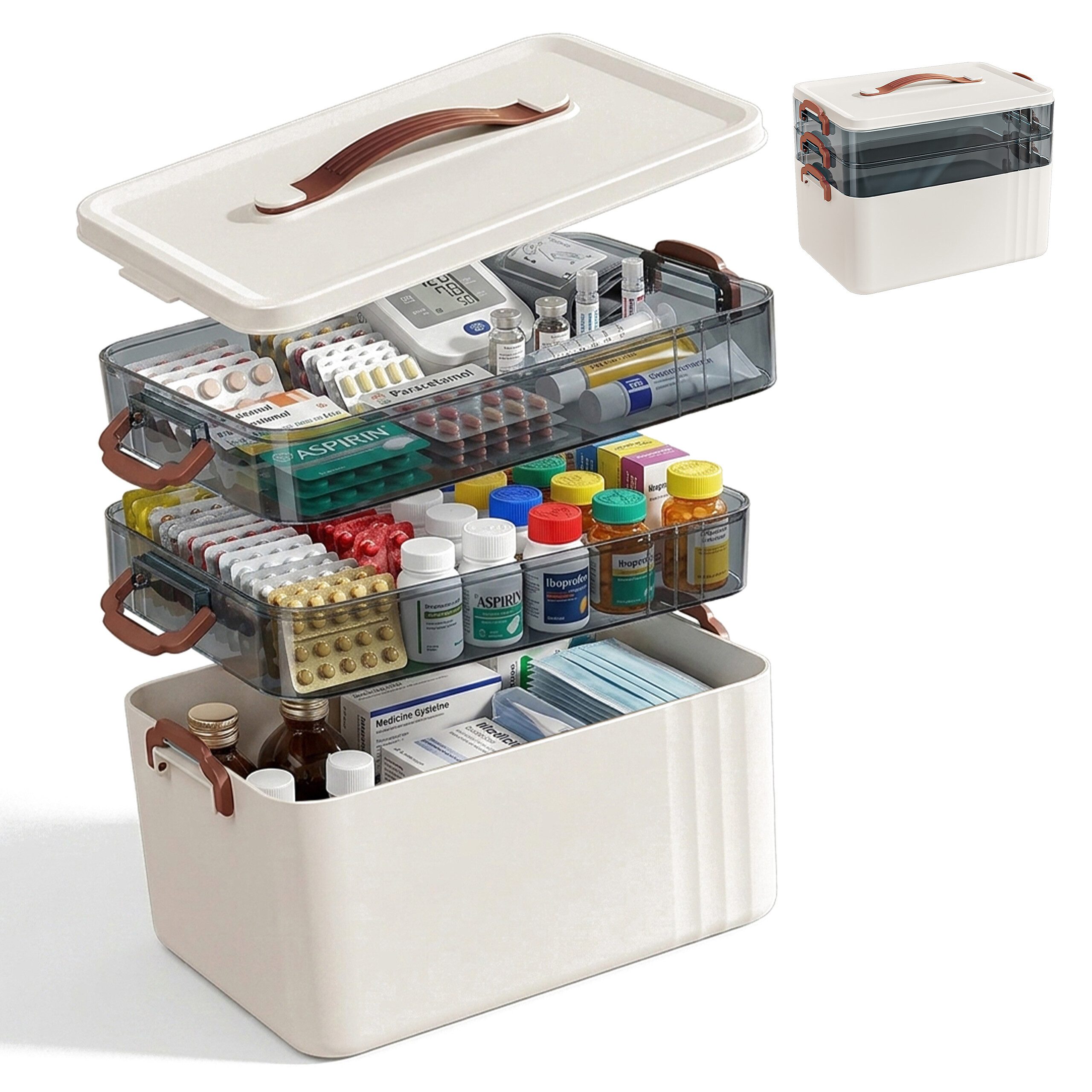 relaxdays Erste-Hilfe-Koffer Medizinbox aus Kunststoff, (1 St), weiß
