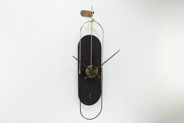ONZENO Wanduhr THE BLACK PLANET. 20x90x1.8 cm (handgefertigte Design-Uhr)